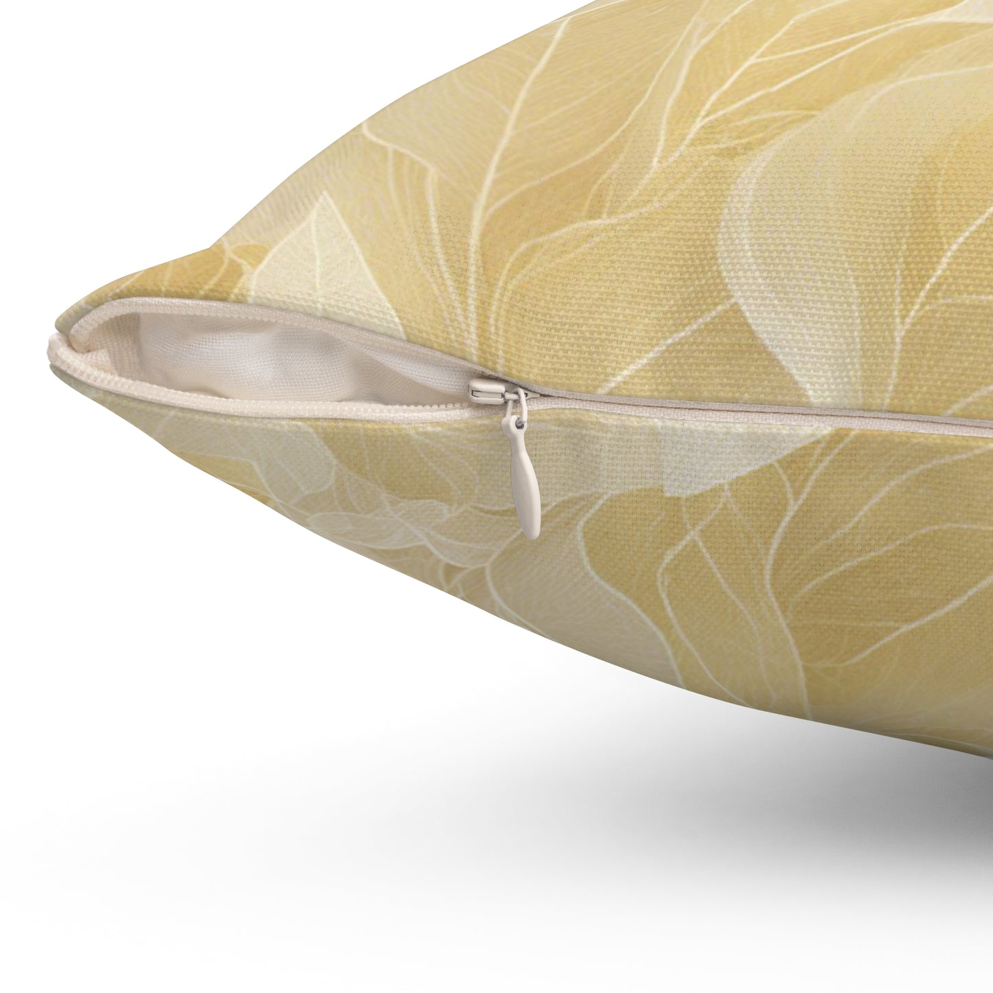 Gold Leaves Polyester Square Pillow