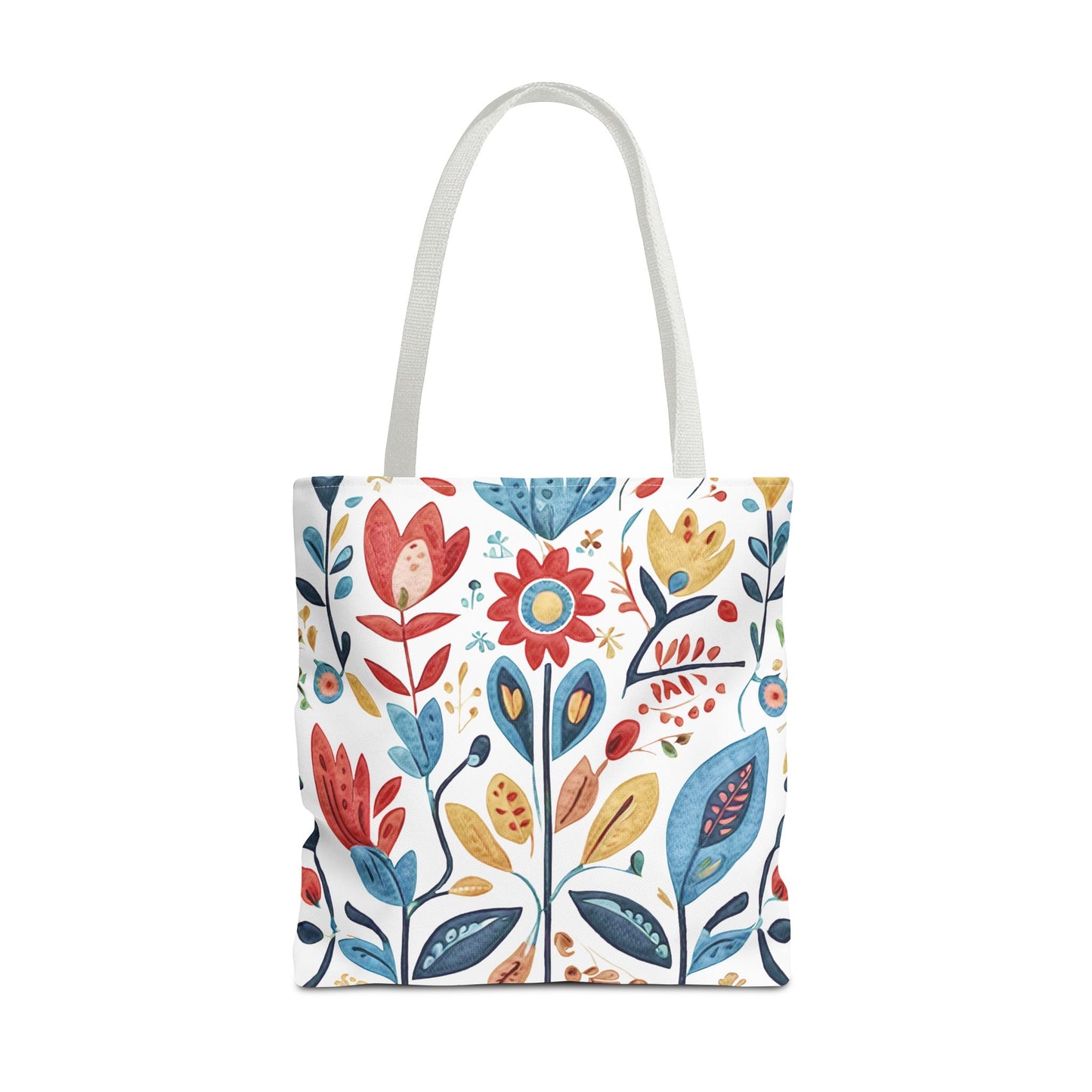 Bright and Colourful Folk Art Flowers, Tote Bag (AOP)