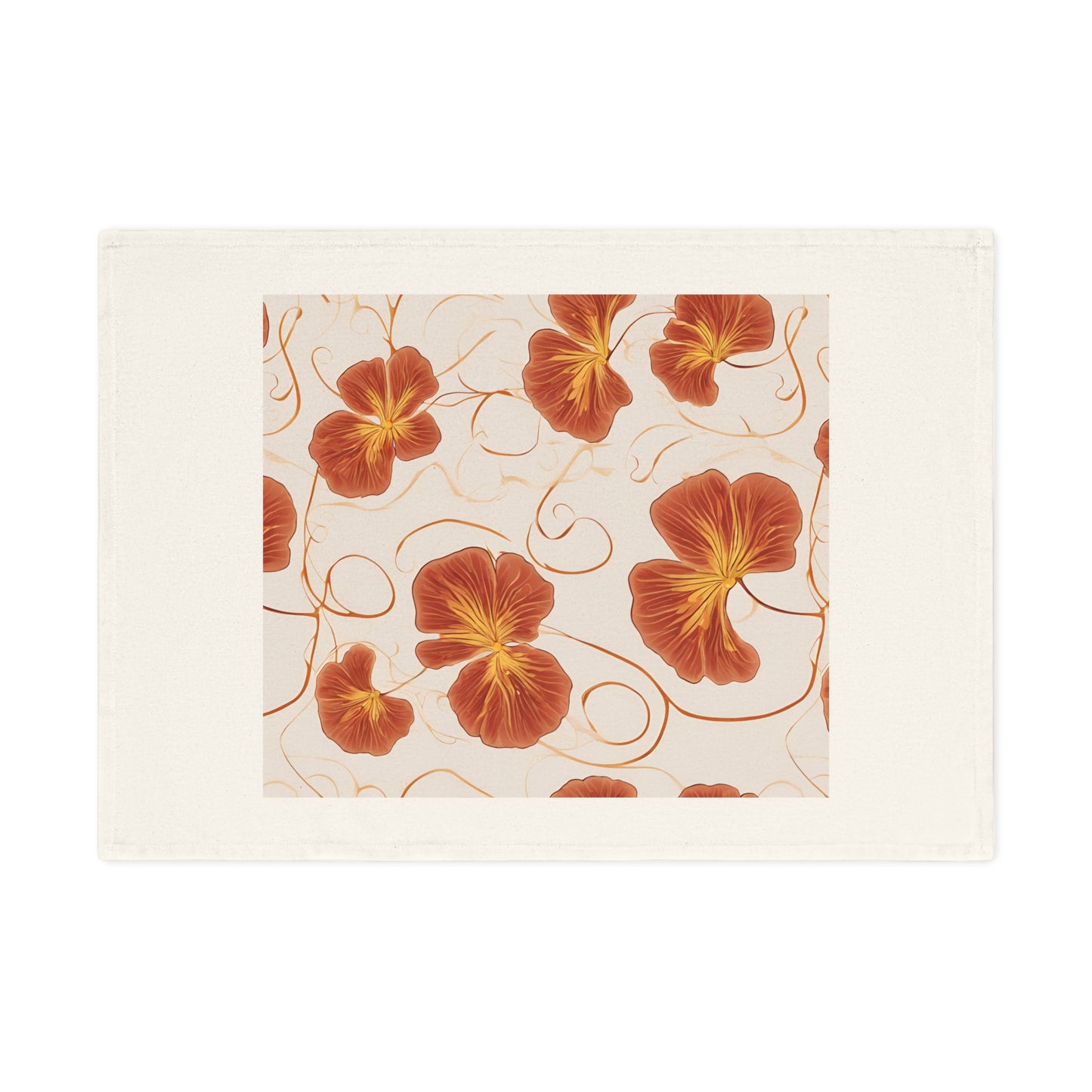 Orange Nasturtium Petals Cotton Tea Towel