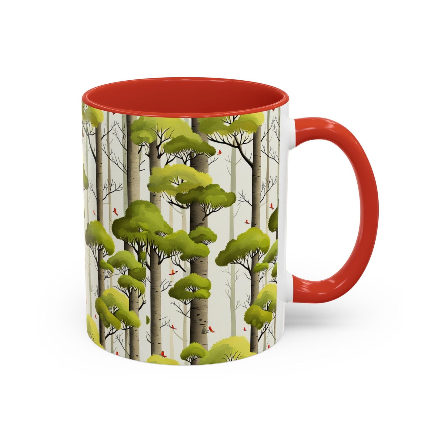 Red Birds Between the Trees Coffee Mug, 11oz