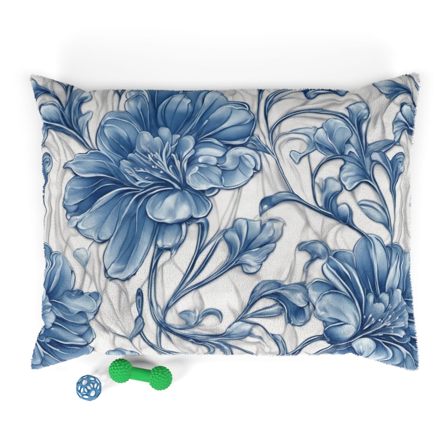 Blue & White Flowers Pet Bed