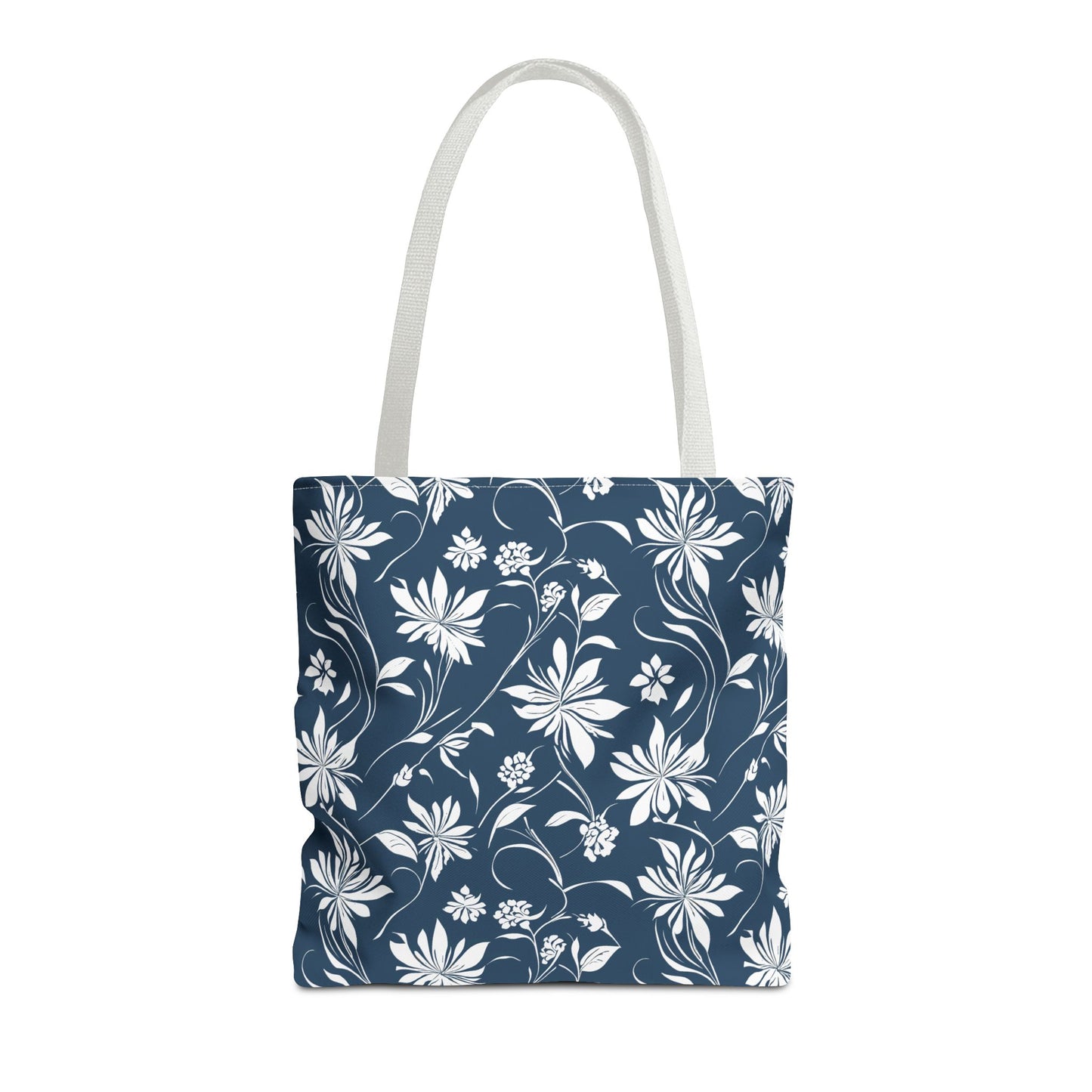 Simple White Flower on Indigo Pattern Tote Bag (AOP)