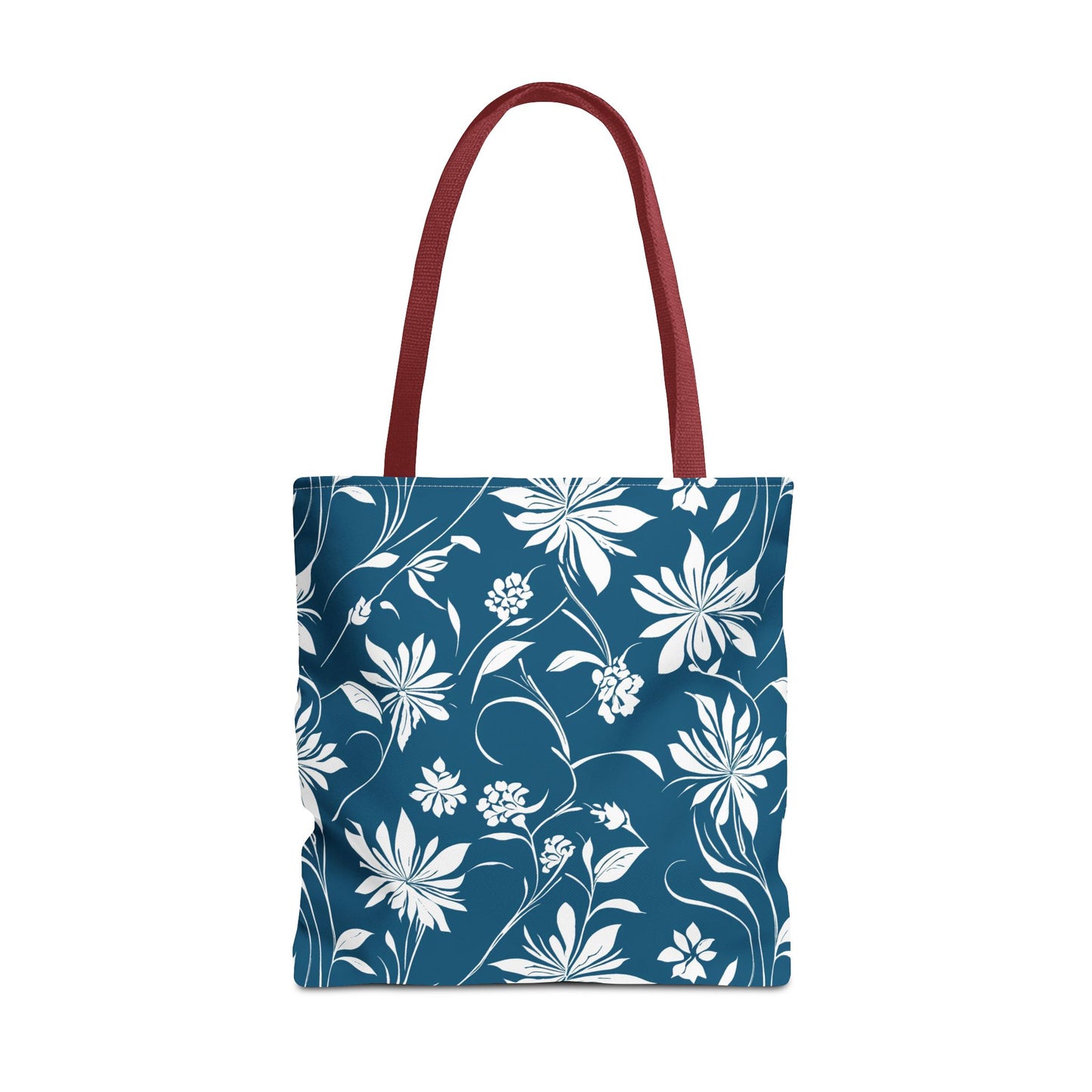 Simple White Flower on Dark Teal Pattern Tote Bag (AOP)