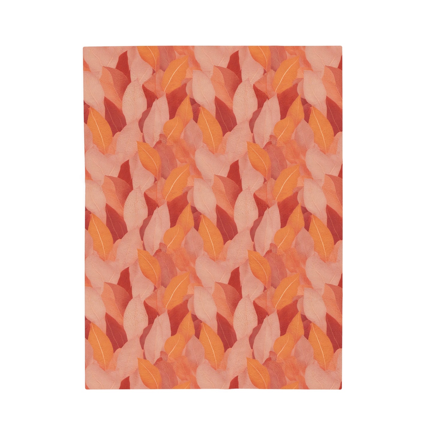 Soft Autumn Leaves in Pink, Red and Orange Velveteen Plush Blanket