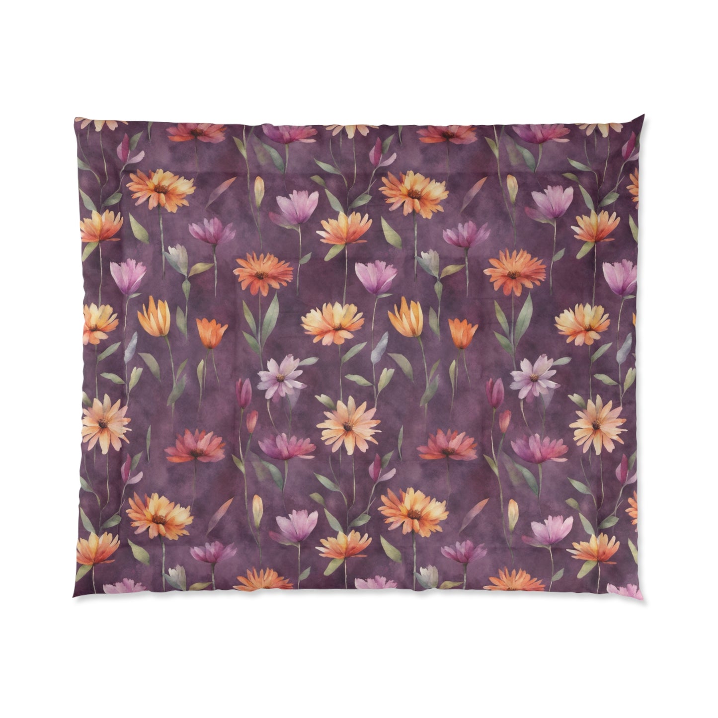 Wild Flowers on Plum Comforter