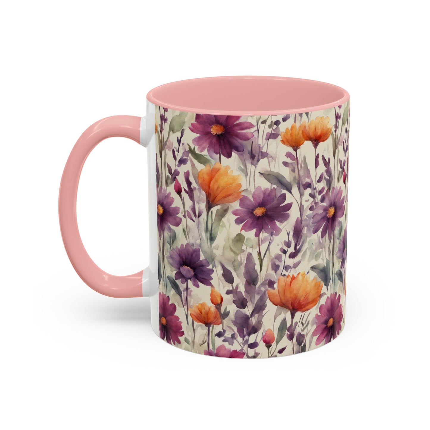 Plum and Apricot Wildflowers Coffee Mug, 11oz