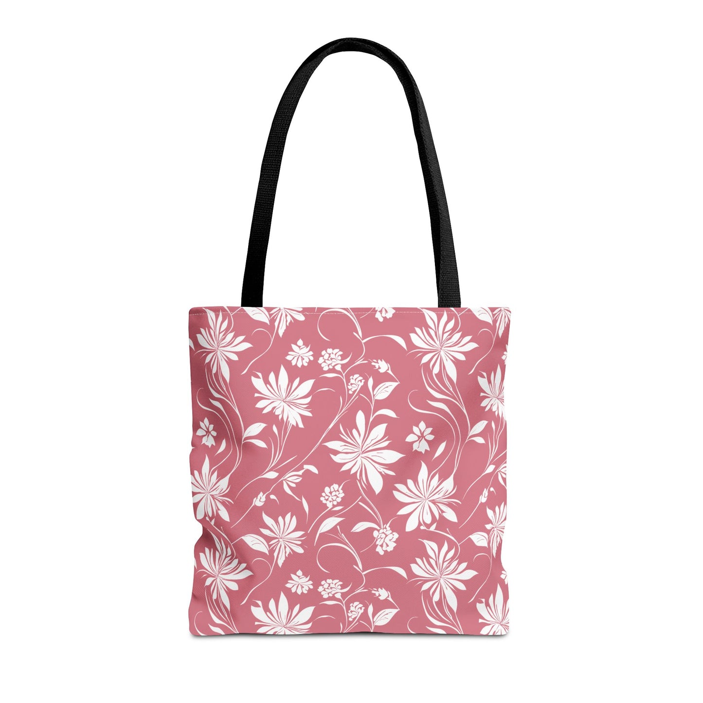 Simple White Flower on Pink Pattern Tote Bag (AOP)