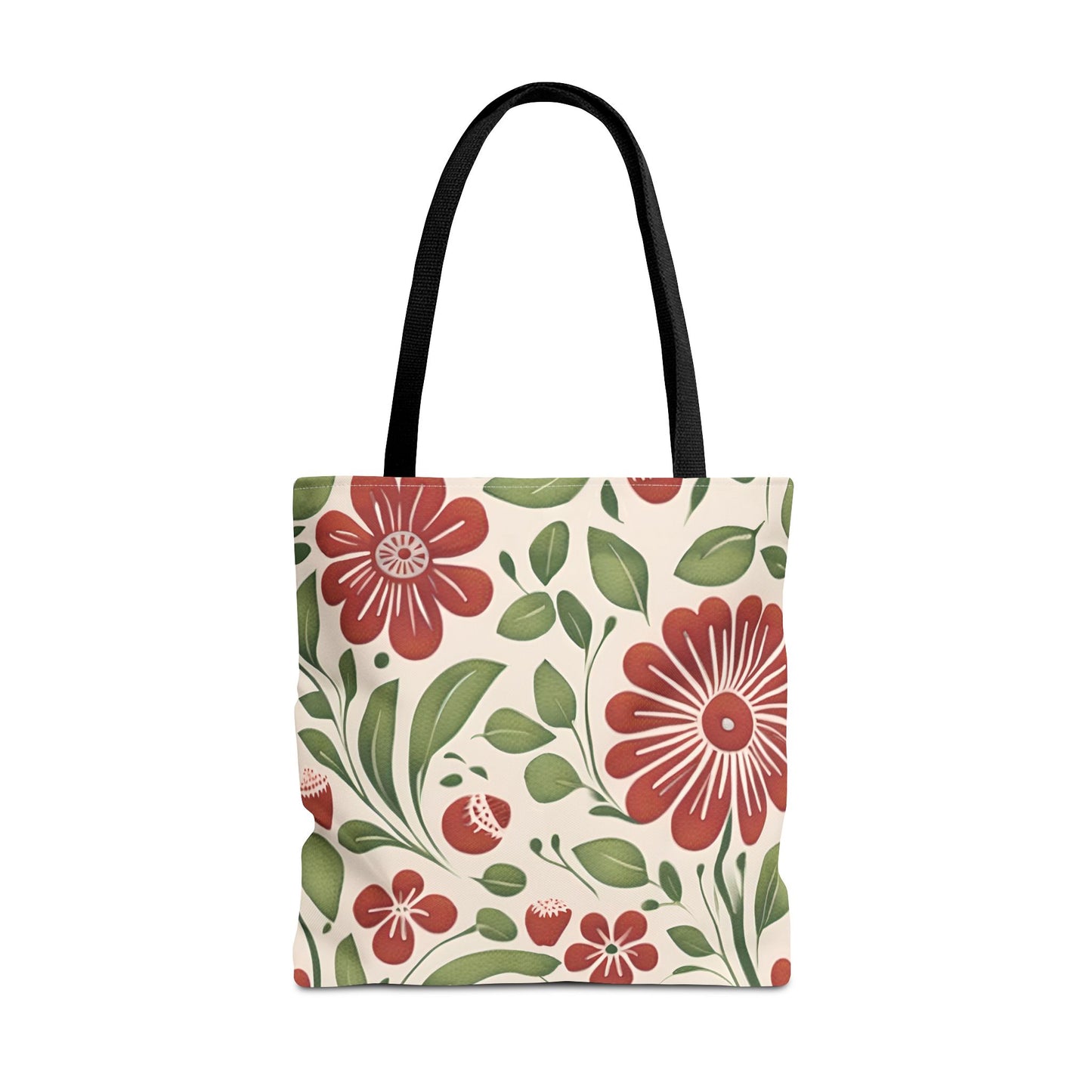 Strawberry Folk Art Flower, Tote Bag (AOP)