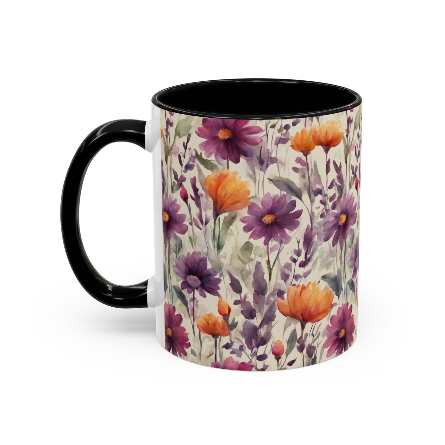 Plum and Apricot Wildflowers Coffee Mug, 11oz