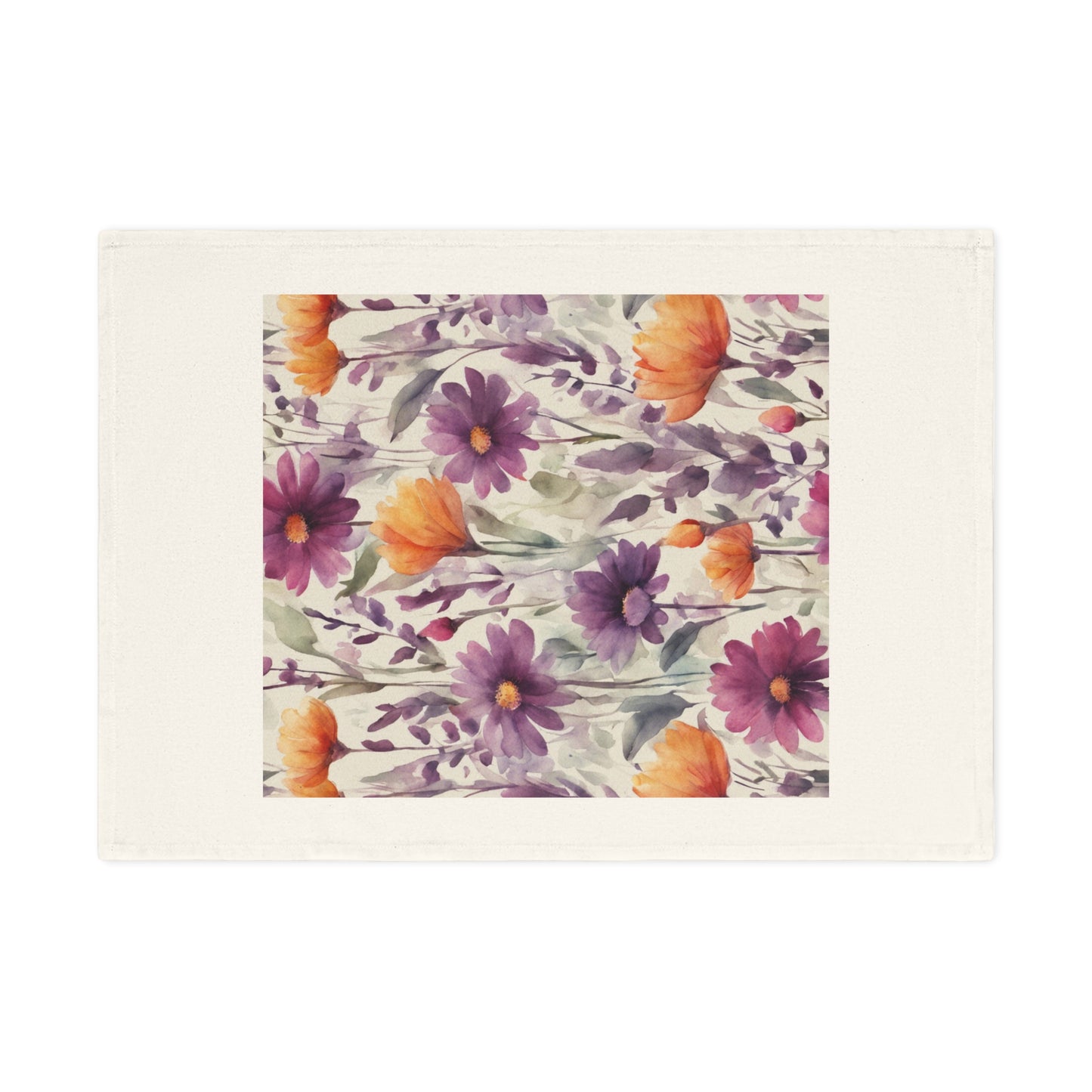 Plum and Apricot Wildflowers Cotton Tea Towel