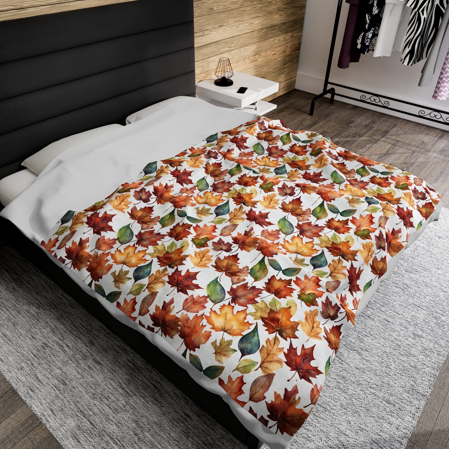 Autumn Leaves Velveteen Plush Blanket