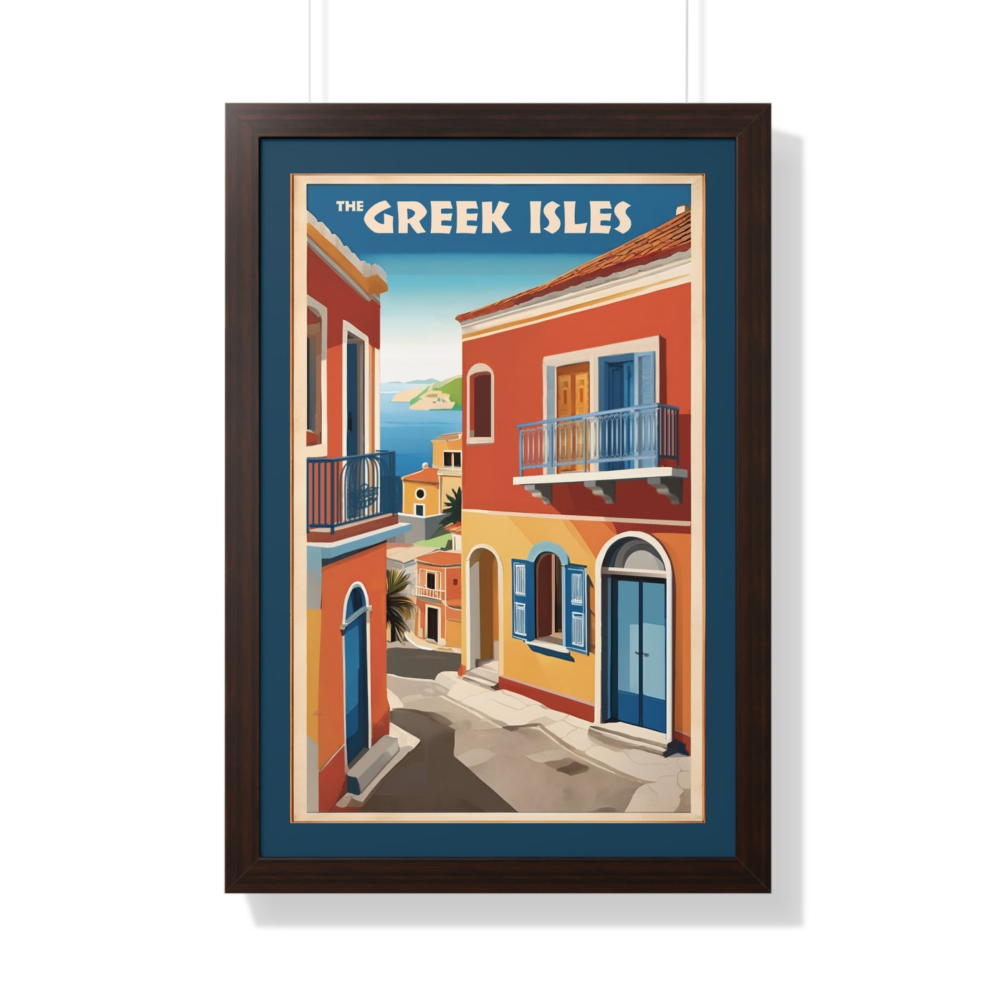 The Greek Isles, Greece Travel Poster, Art-Deco, Framed Vertical Poster