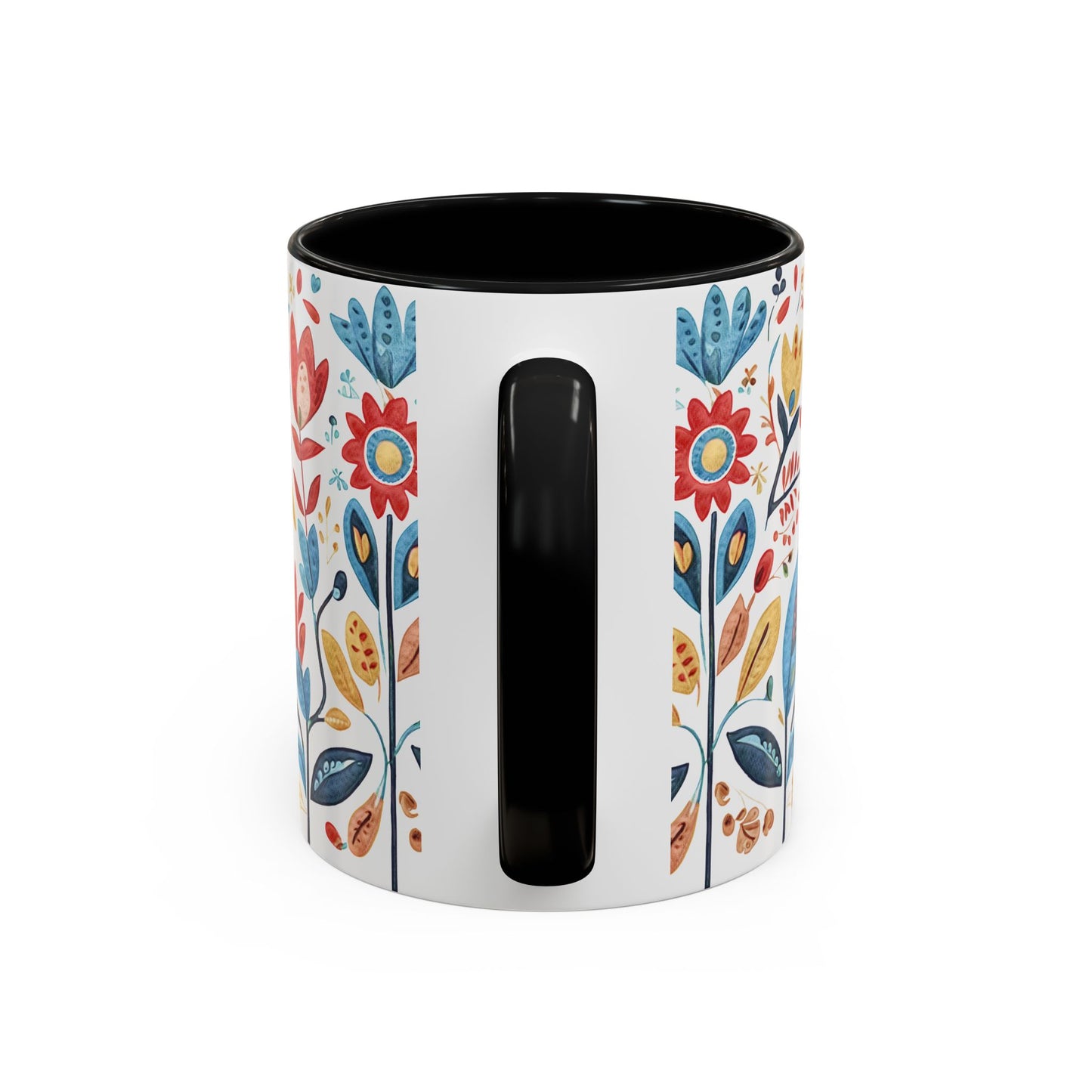 Bright and Colourful Folk Art Flowers, Coffee Mug, 11oz