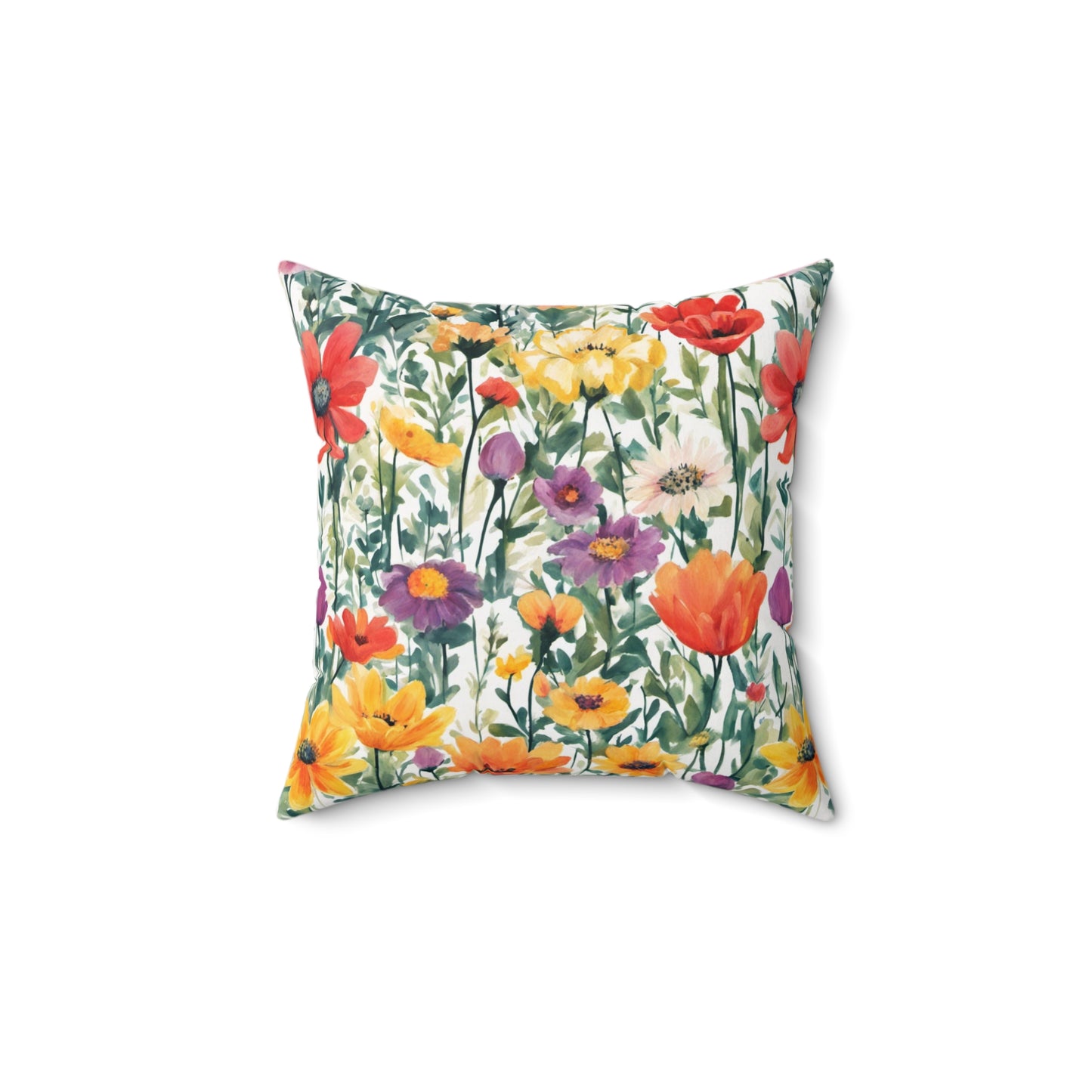 Colourful Wildflowers  Polyester Square Pillow