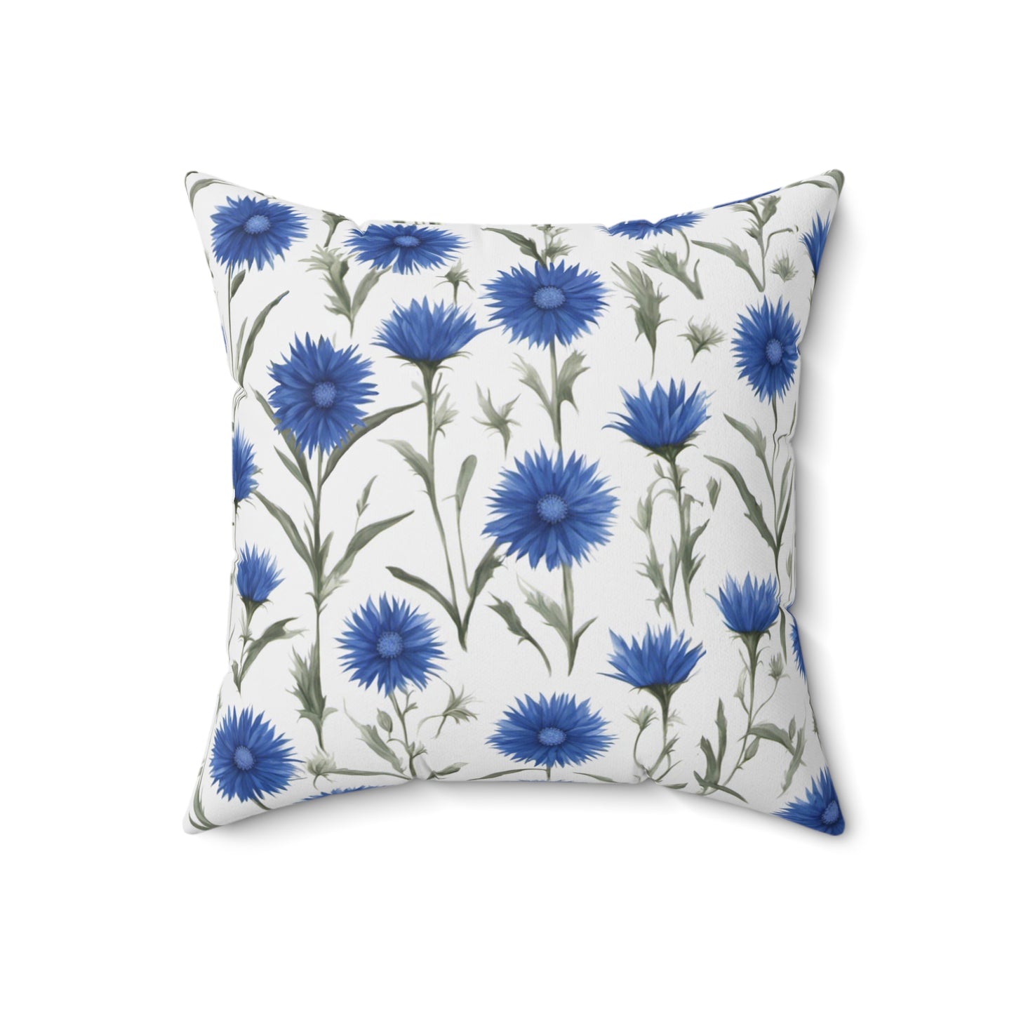 Cornflower Blue Polyester Square Pillow