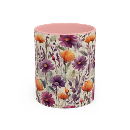 Plum and Apricot Wildflowers Coffee Mug, 11oz