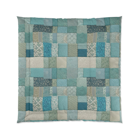 Patchwork in Blues & Greens Comforter