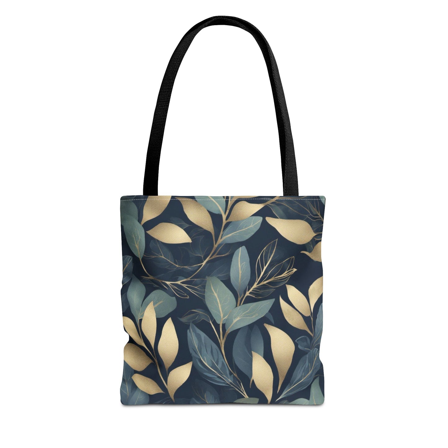 Green, Gold and Teal Leaves on Indigo Tote Bag (AOP)