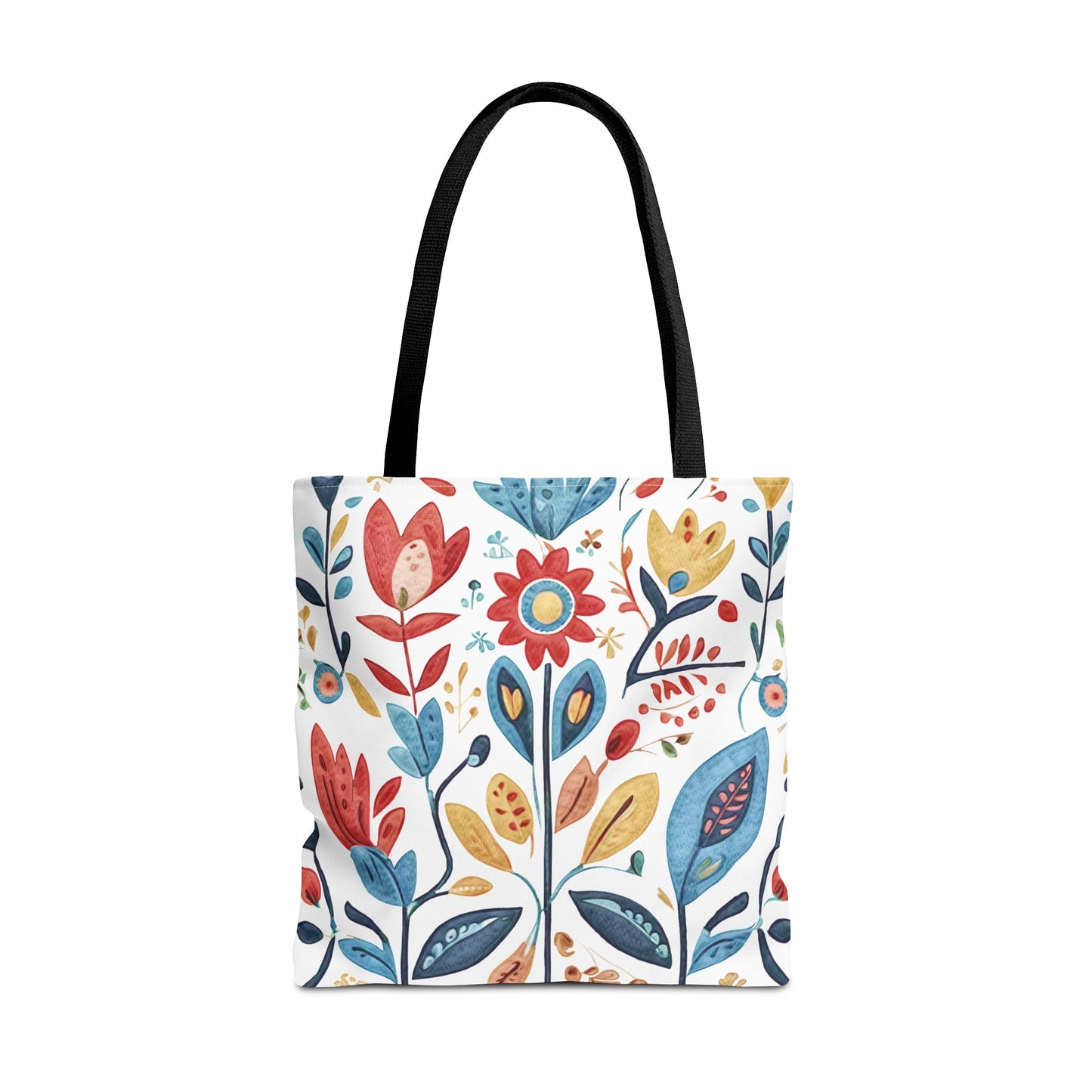 Bright and Colourful Folk Art Flowers, Tote Bag (AOP)