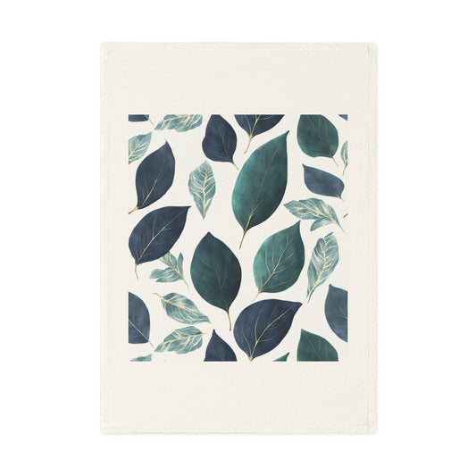 Blue and Green Leaves Cotton Tea Towel