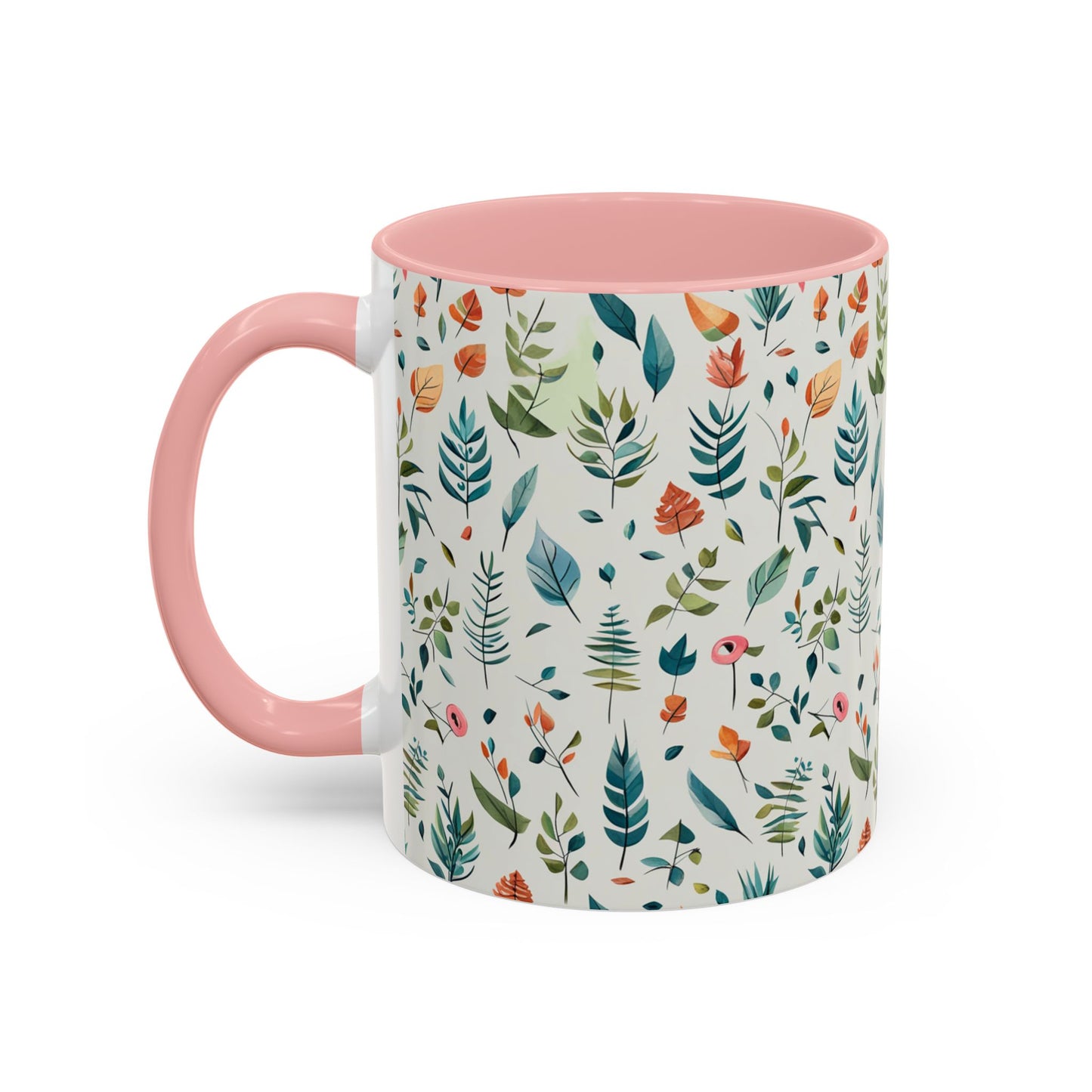 Pink Flora Accent Coffee Mug, 11oz