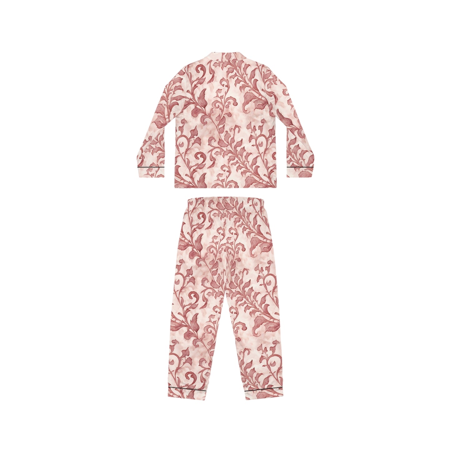 Climbing Pink Leaves, Women's Satin Pajamas (AOP)