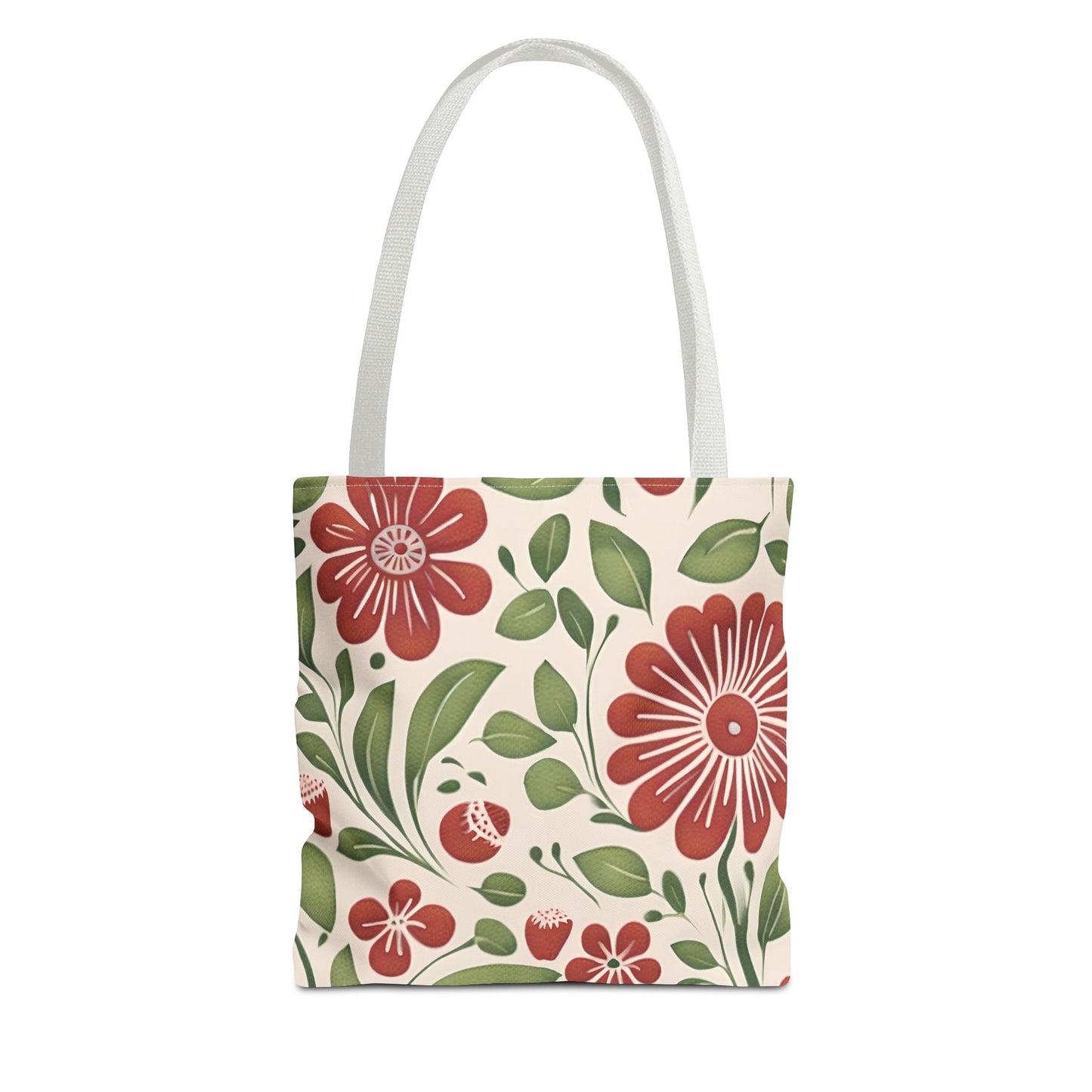 Strawberry Folk Art Flower, Tote Bag (AOP)