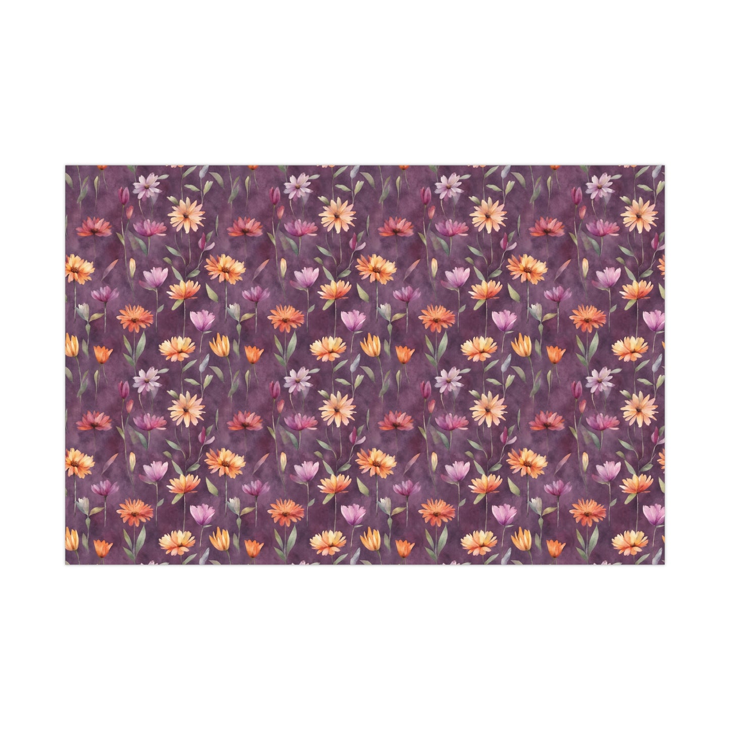 Wild Flowers on Plum Gift Wrap Papers