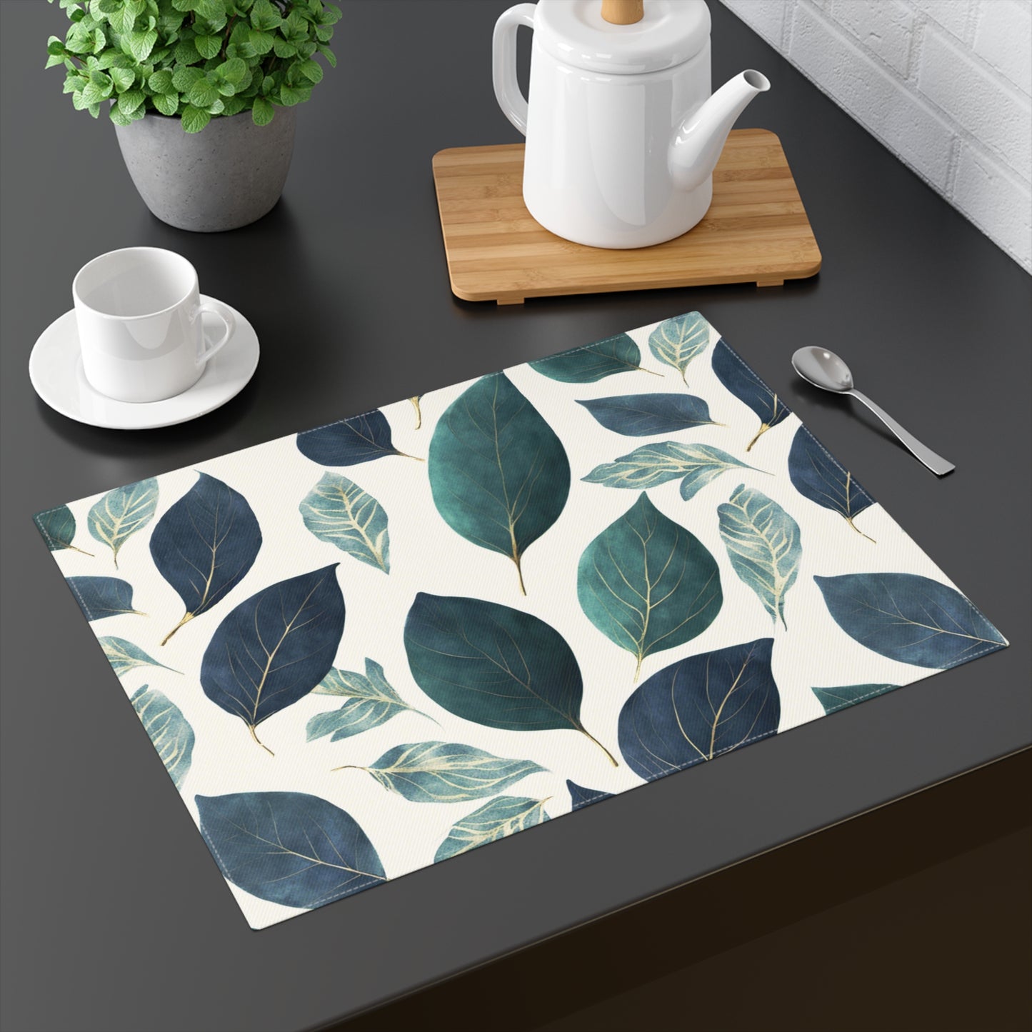 Blue and Green Leaves Placemat, 1pc