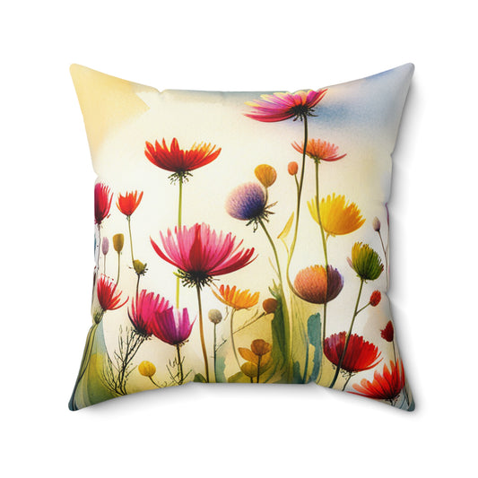 Field Flowers 2: Spun Polyester Square Pillow