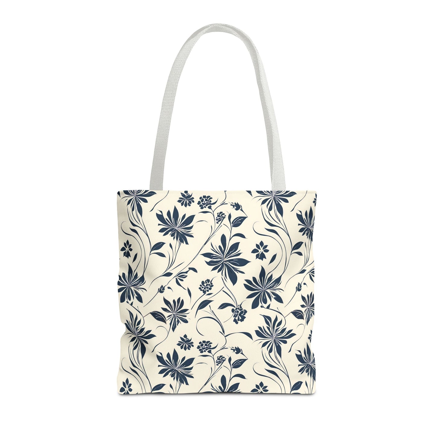 Simple Navy Flower Pattern Tote Bag (AOP)