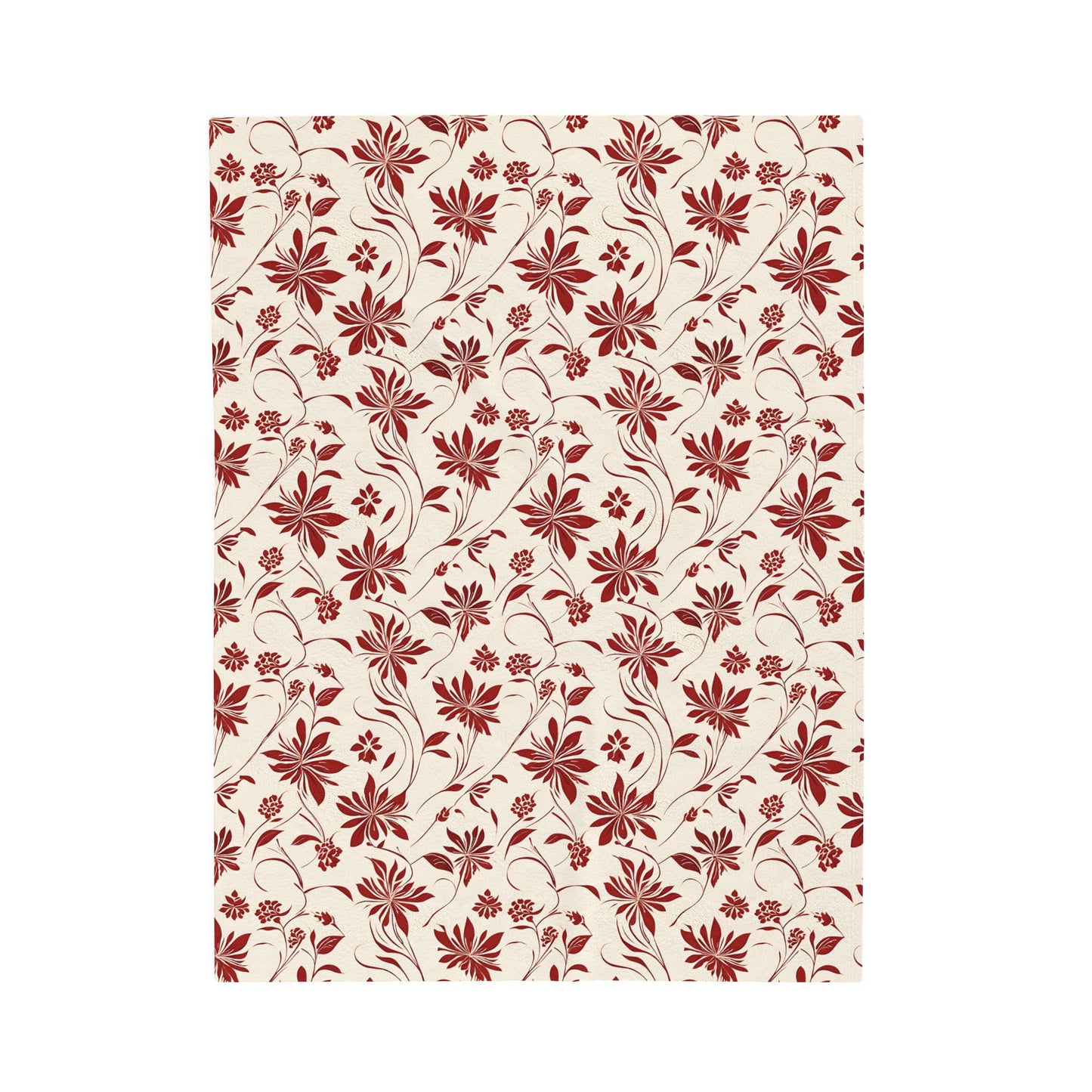 Simple Red Flower Pattern Velveteen Plush Blanket