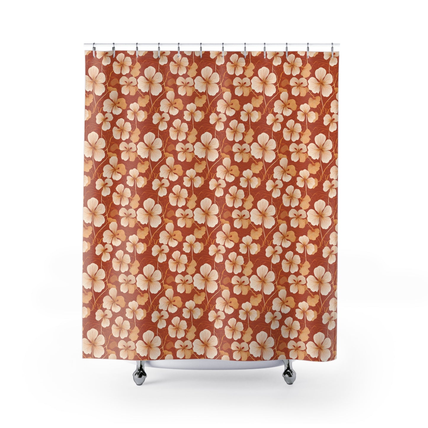 Leaves and Petals in Shades of Ochre Shower Curtains