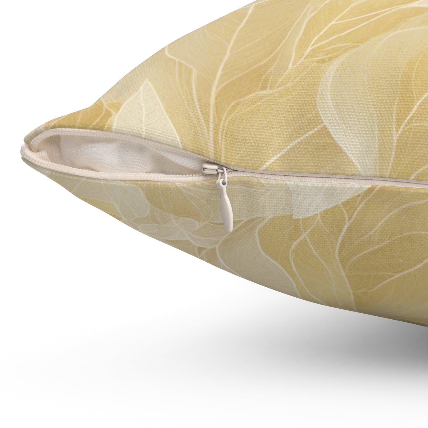 Gold Leaves Polyester Square Pillow