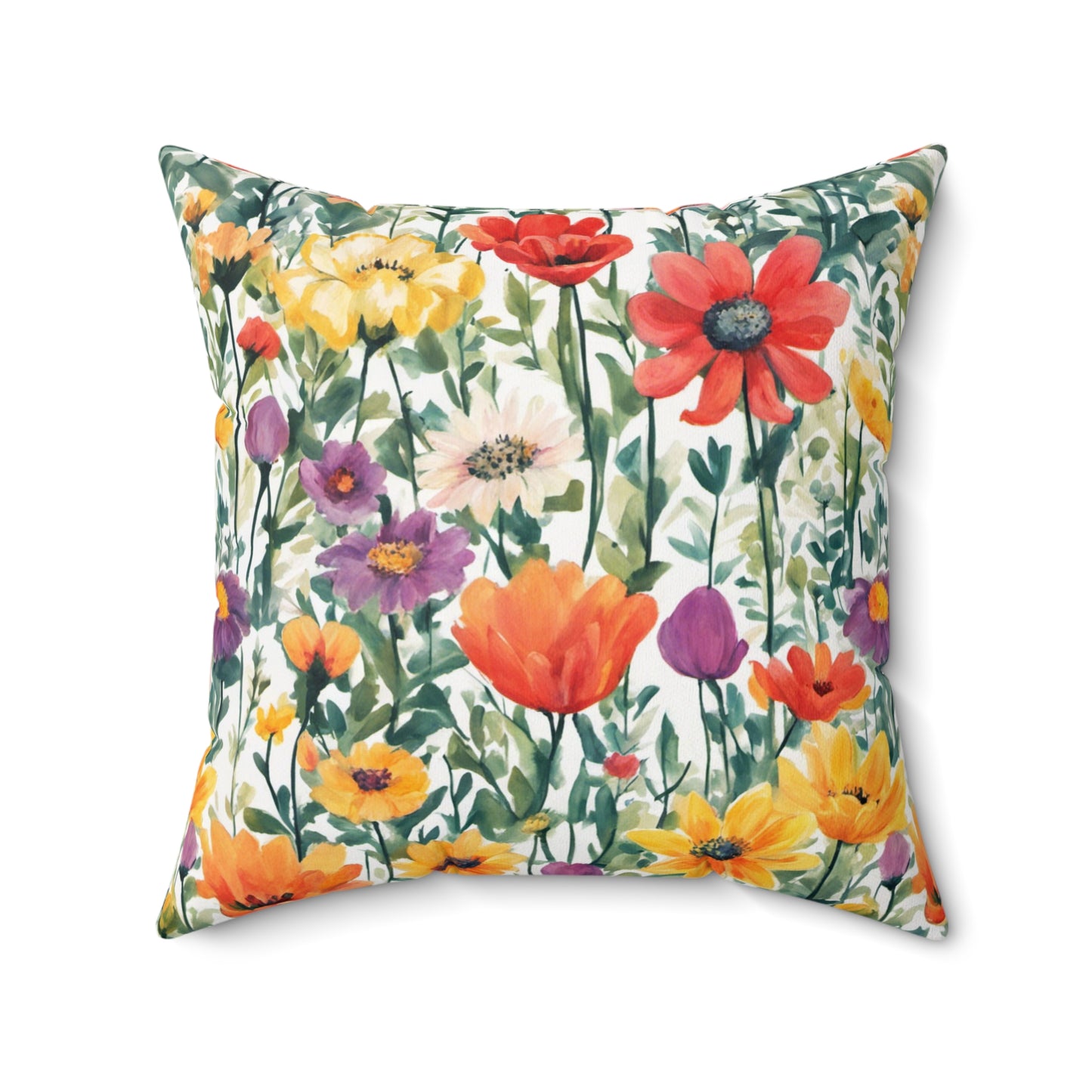 Colourful Wildflowers  Polyester Square Pillow