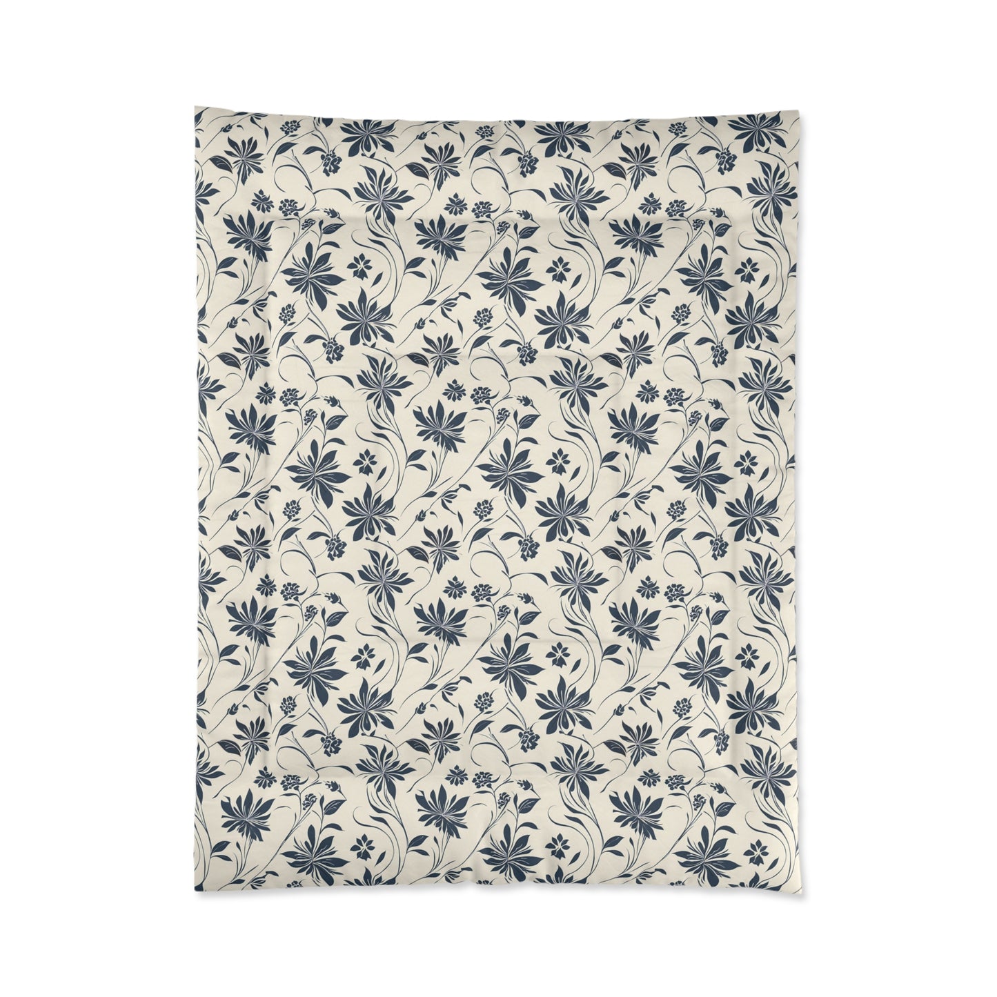 Simple Navy Flower Pattern Comforter