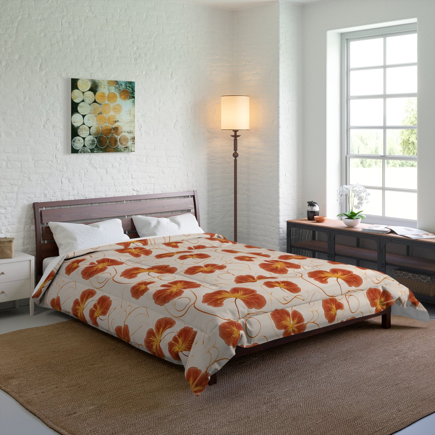 Orange Nasturtium Petals Comforter