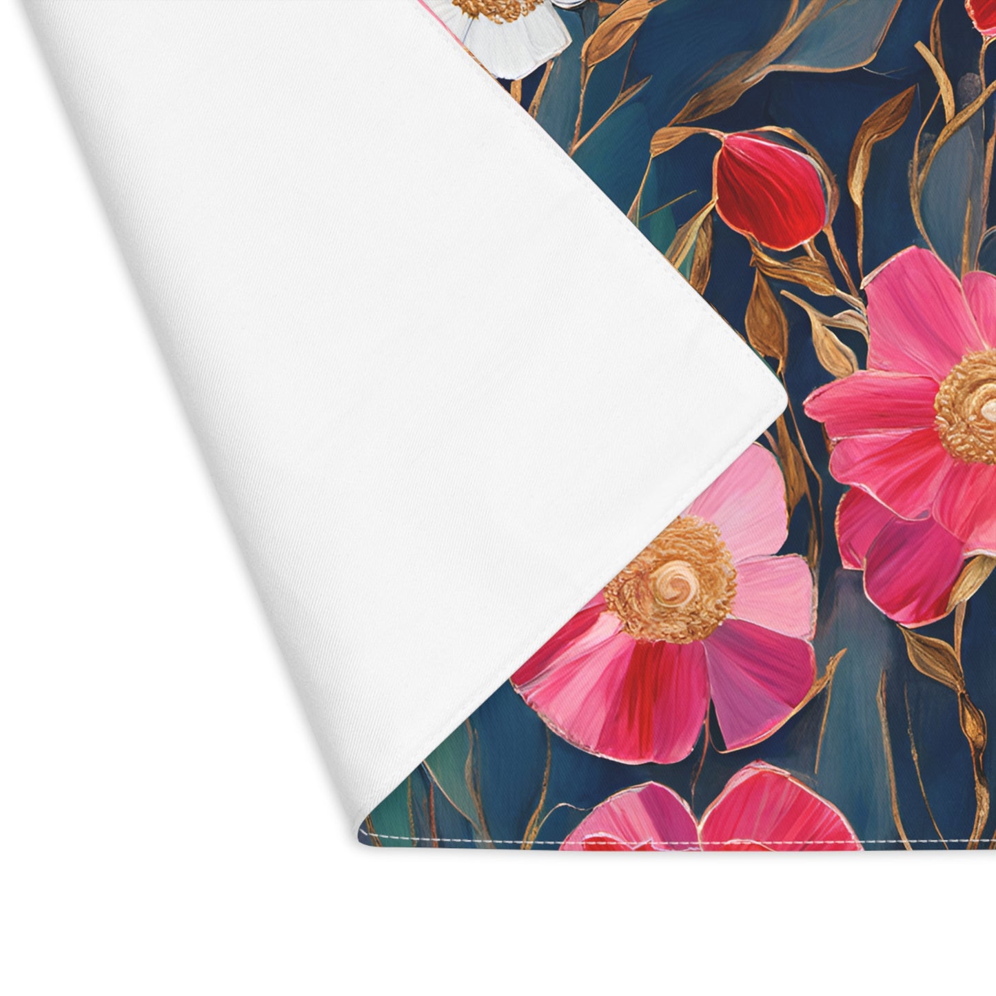 Red and Pink Poppies on Indigo, Placemat, 1pc