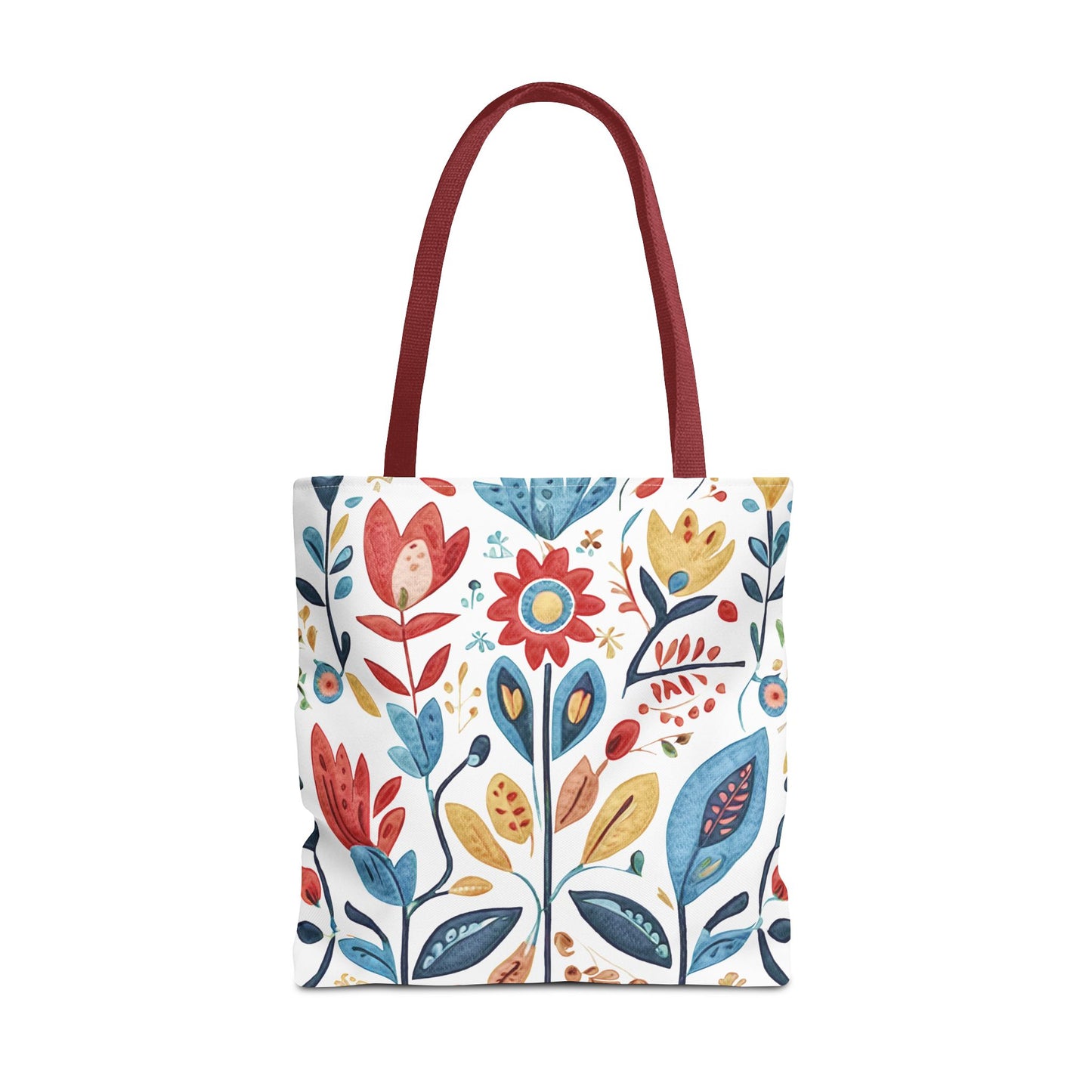 Bright and Colourful Folk Art Flowers, Tote Bag (AOP)