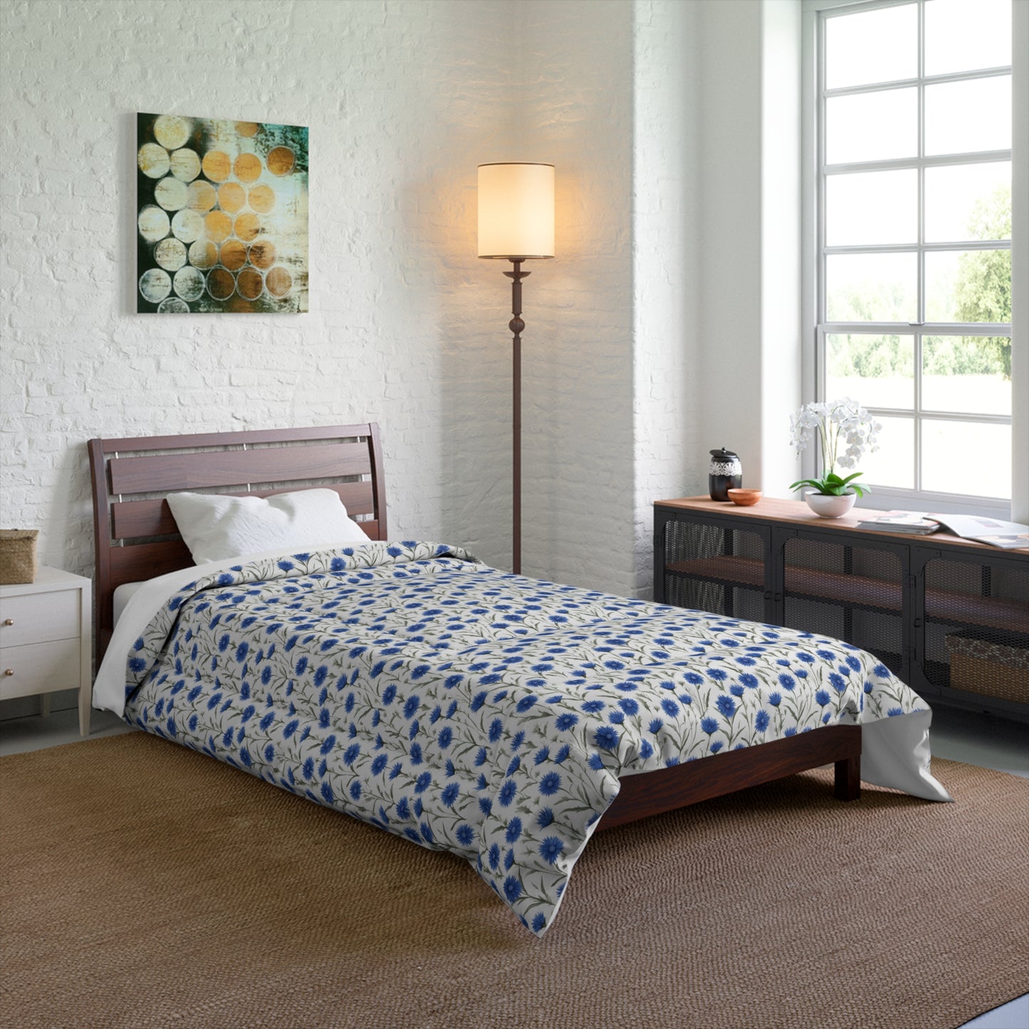 Cornflower Blue Flowers Comforter