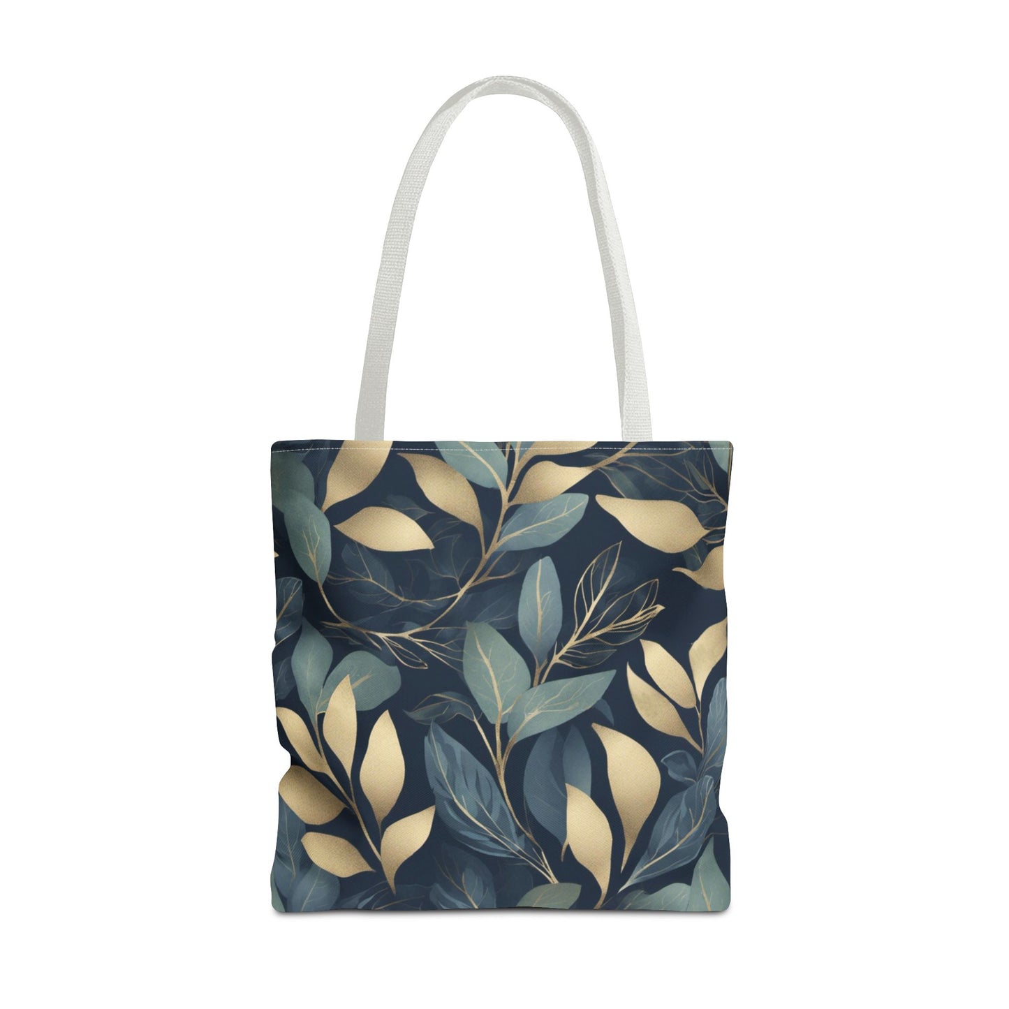 Green, Gold and Teal Leaves on Indigo Tote Bag (AOP)