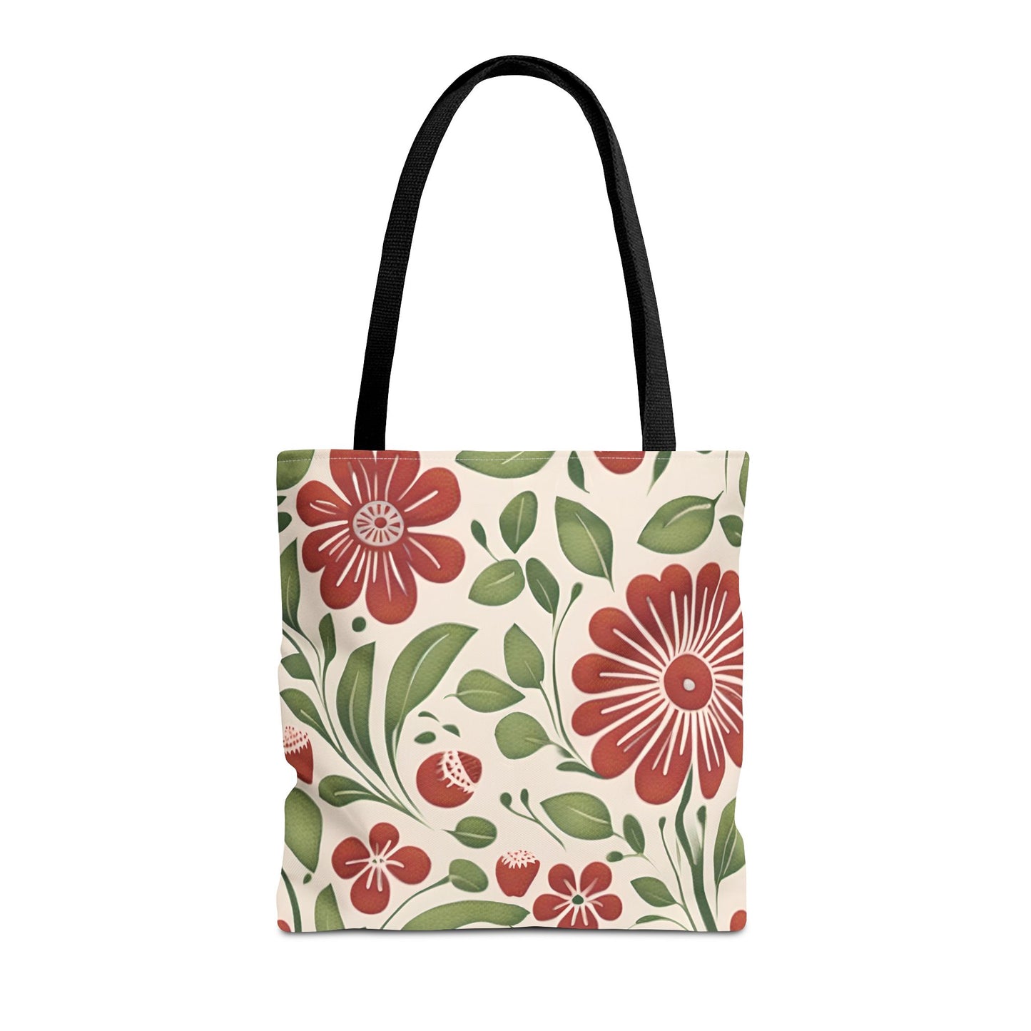 Strawberry Folk Art Flower, Tote Bag (AOP)