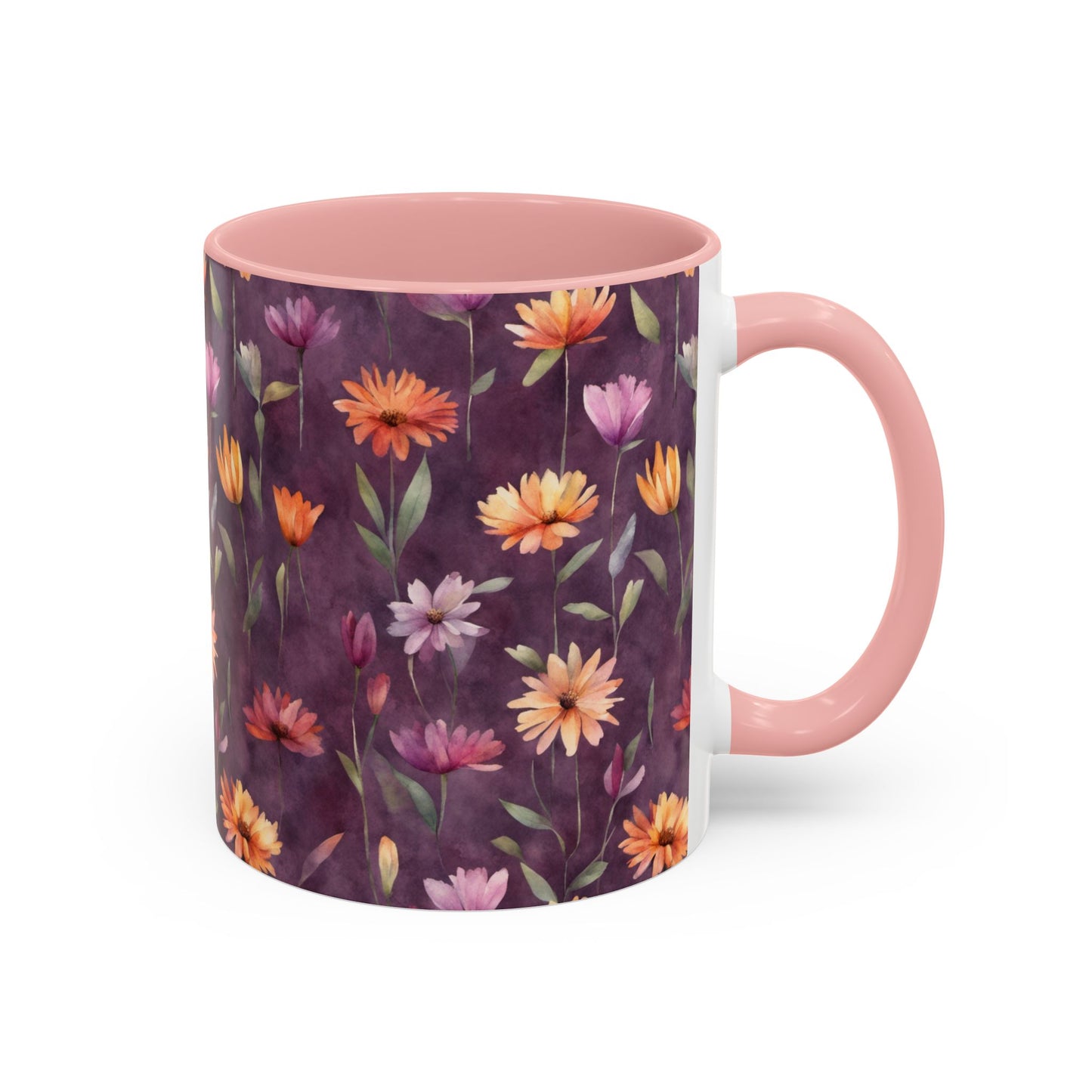 Wild Flowers on Plum Coffee Mug, 11oz