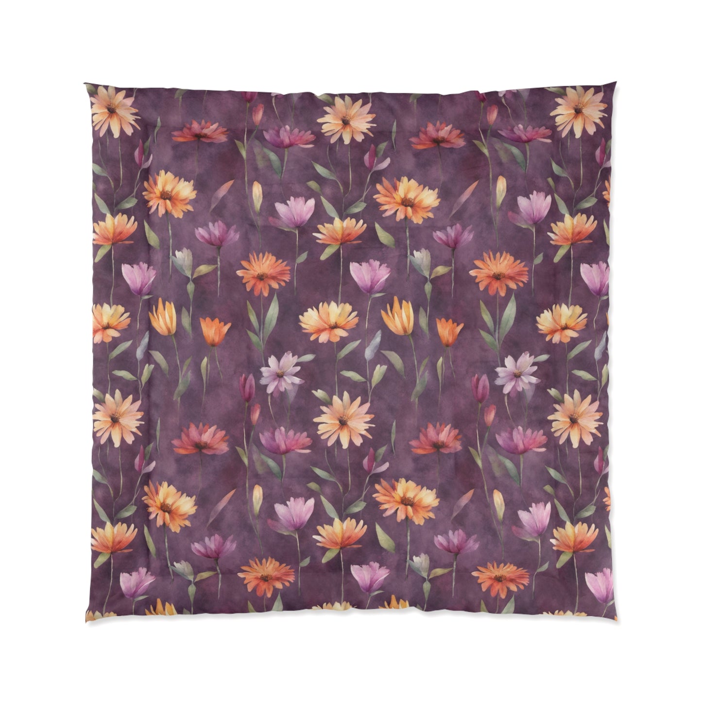 Wild Flowers on Plum Comforter