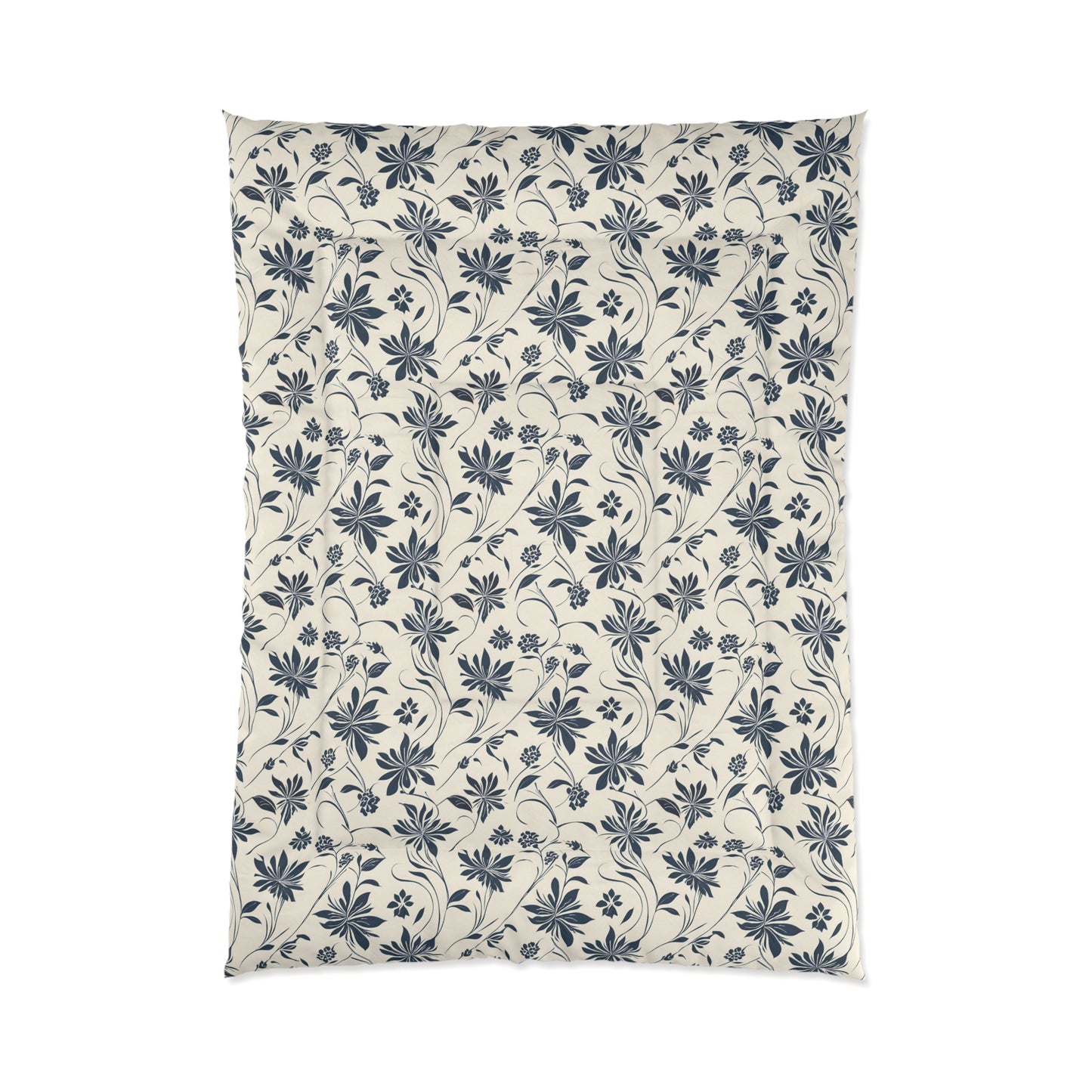 Simple Navy Flower Pattern Comforter