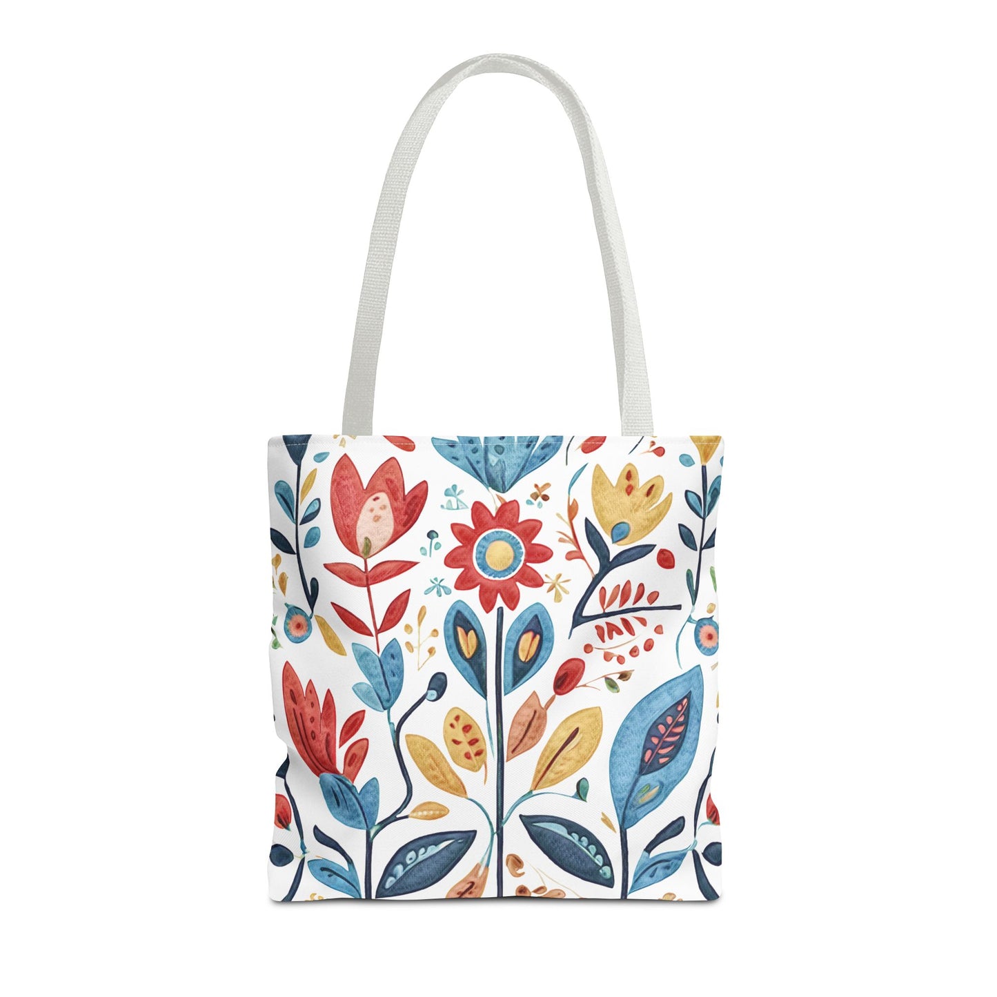 Bright and Colourful Folk Art Flowers, Tote Bag (AOP)