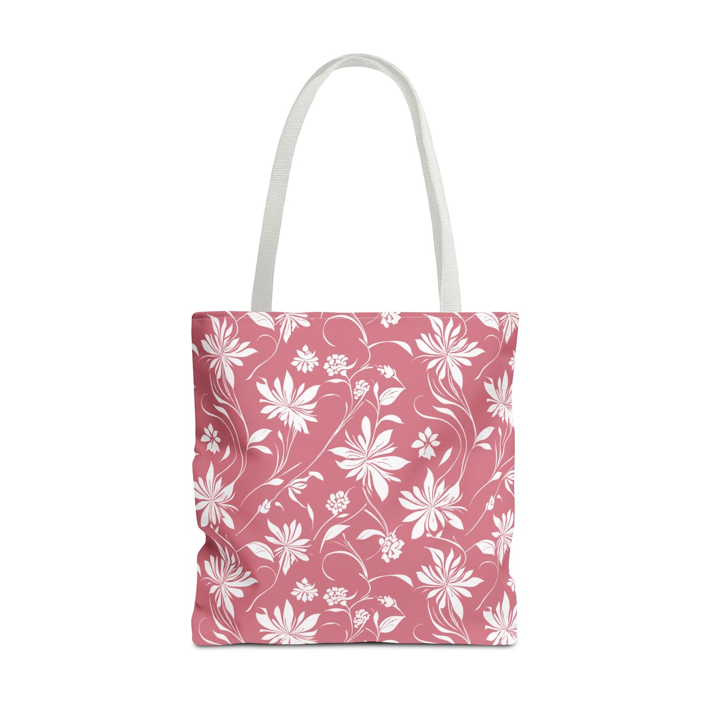 Simple White Flower on Pink Pattern Tote Bag (AOP)