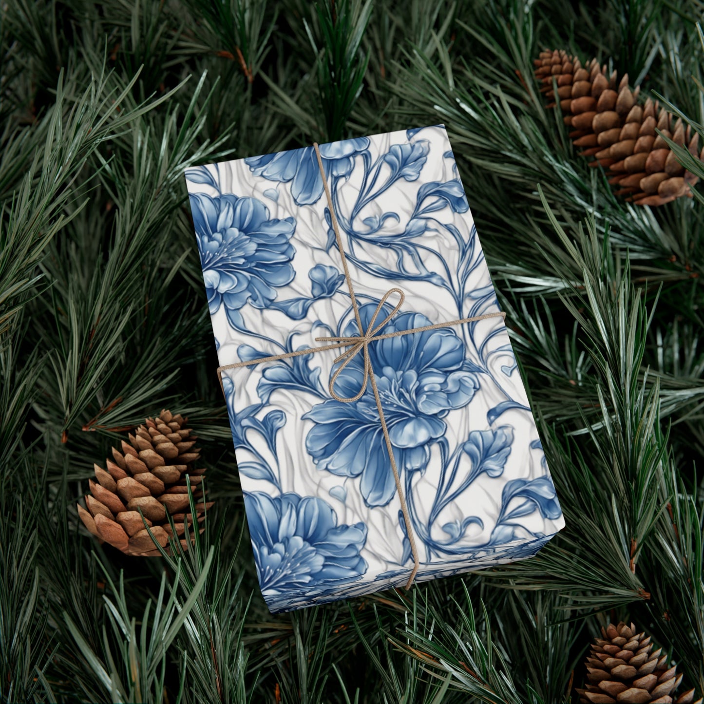 Blue & White Flowers Gift Wrap Papers