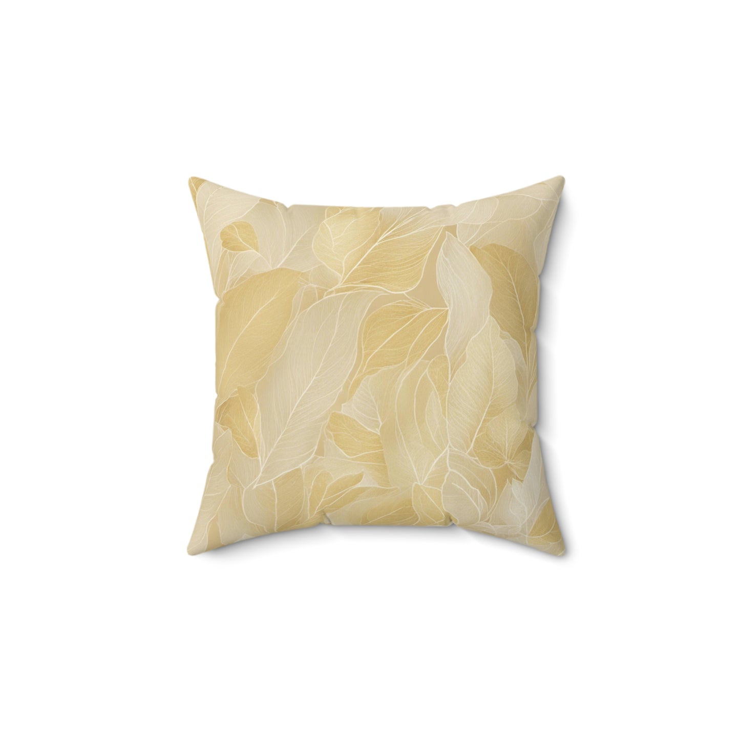 Gold Leaves Polyester Square Pillow