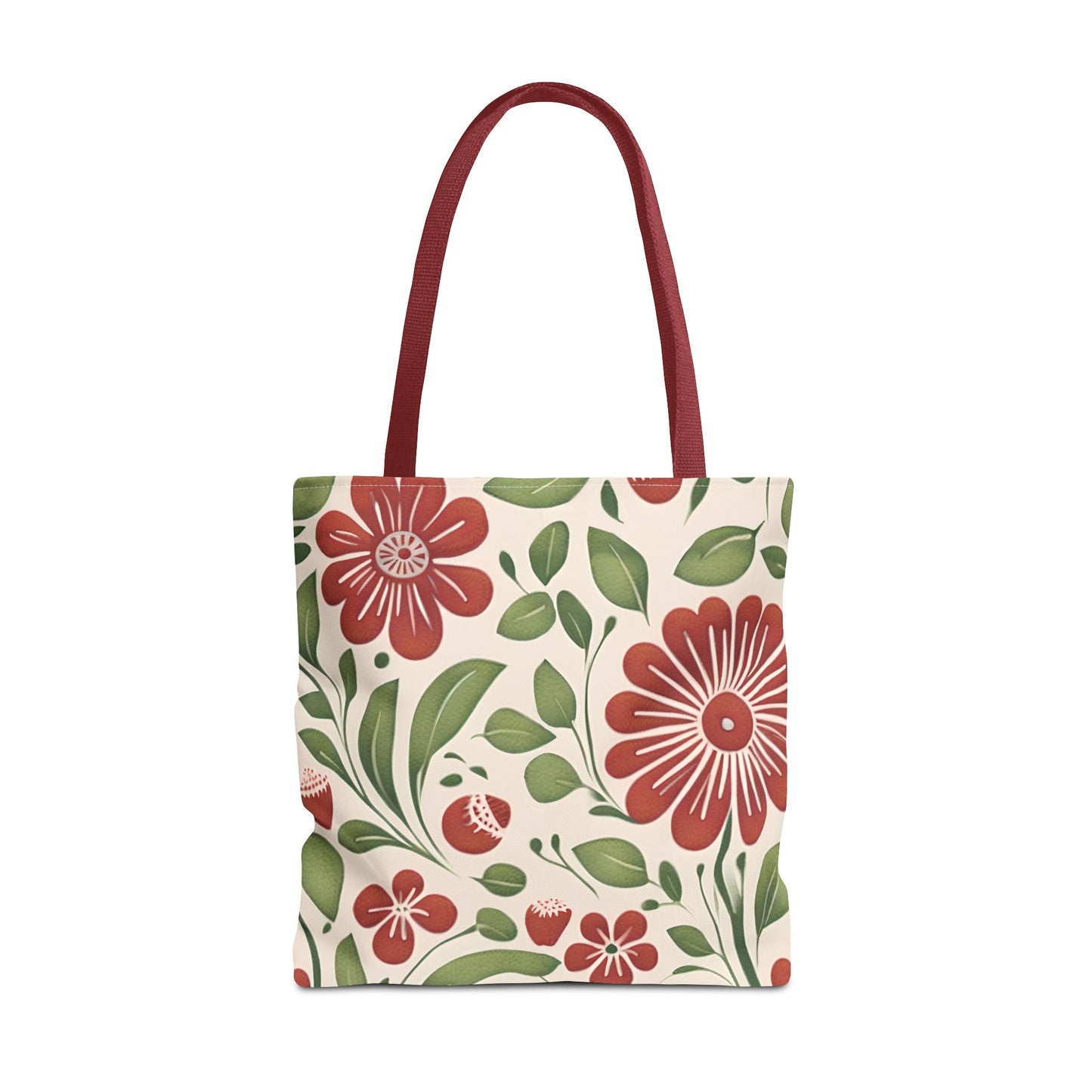 Strawberry Folk Art Flower, Tote Bag (AOP)